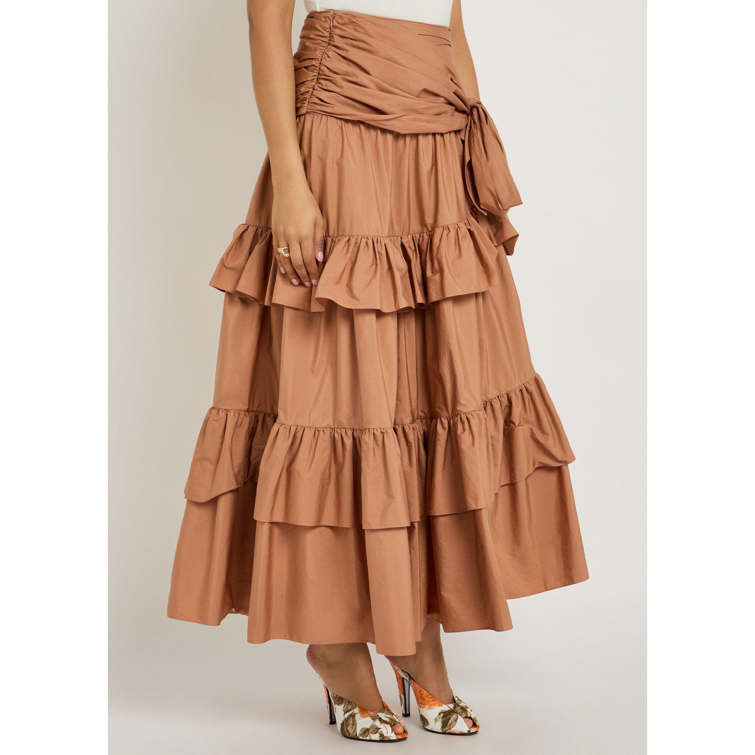 LIGHT PINK - Chloe - Women's Cotton Tiered Relaxed-Fit Maxi Skirt - 2