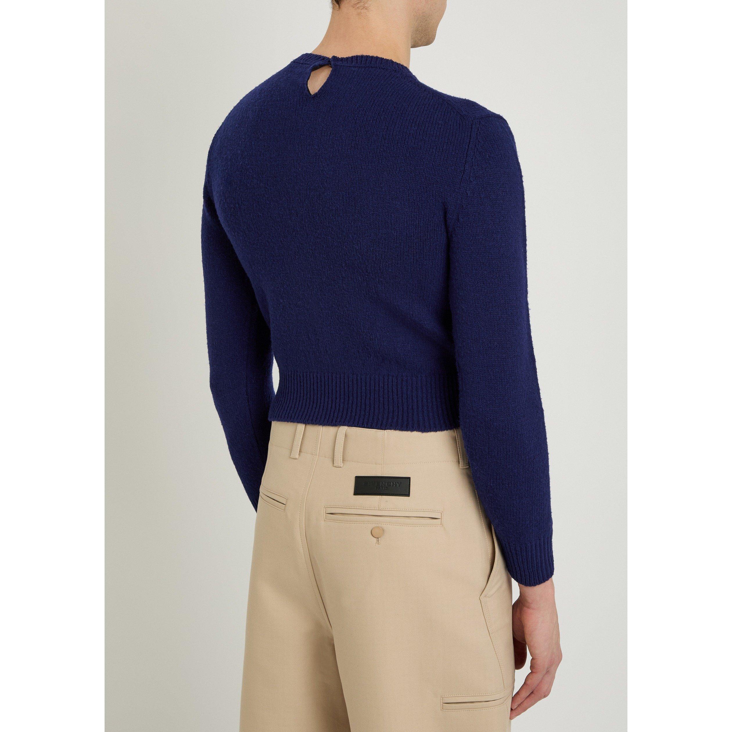 BLUE - Jil Sander - Men's Wool 3/4 Sleeve Crew-Neck Slim-Fit Jumper - 3