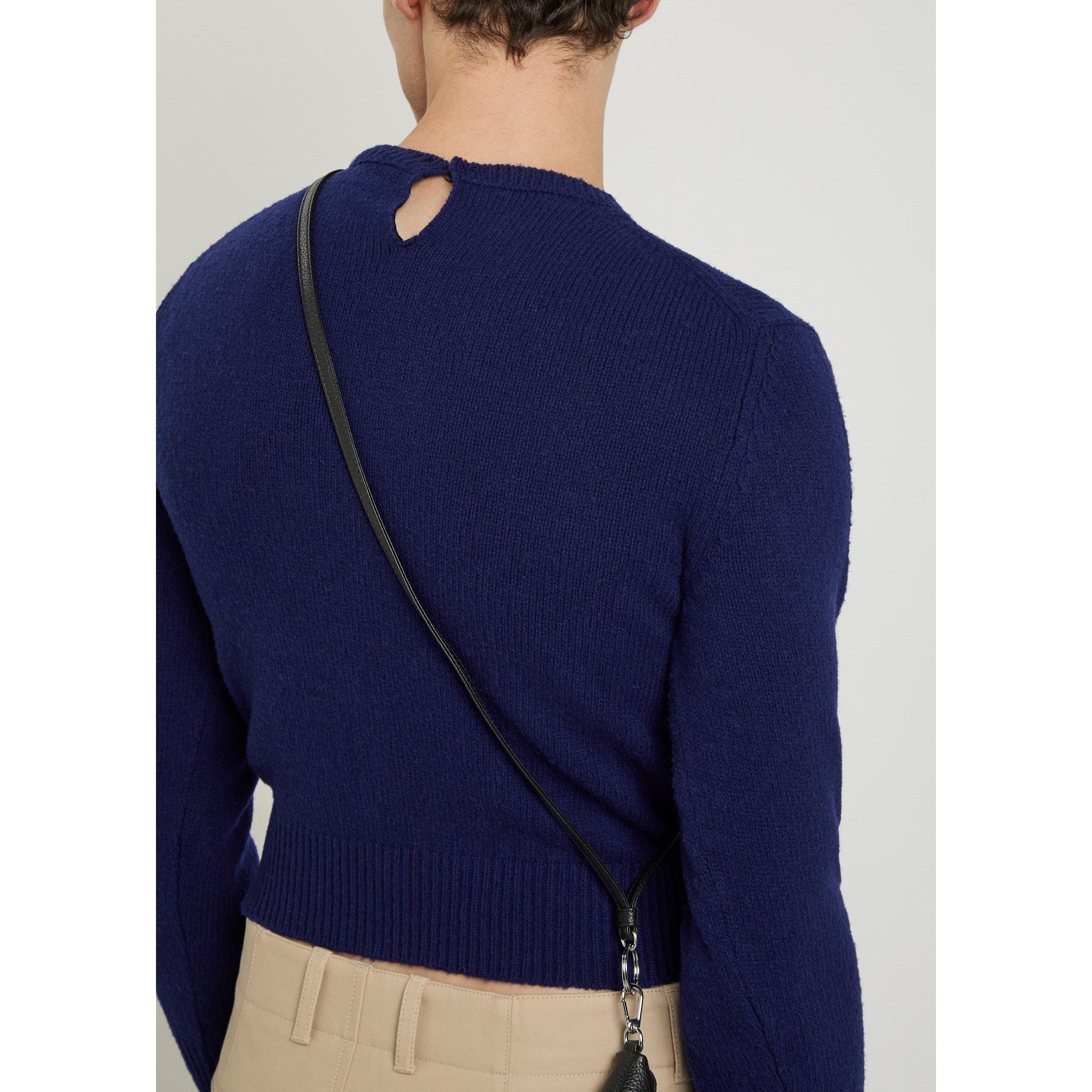 BLUE - Jil Sander - Men's Wool 3/4 Sleeve Crew-Neck Slim-Fit Jumper - 4