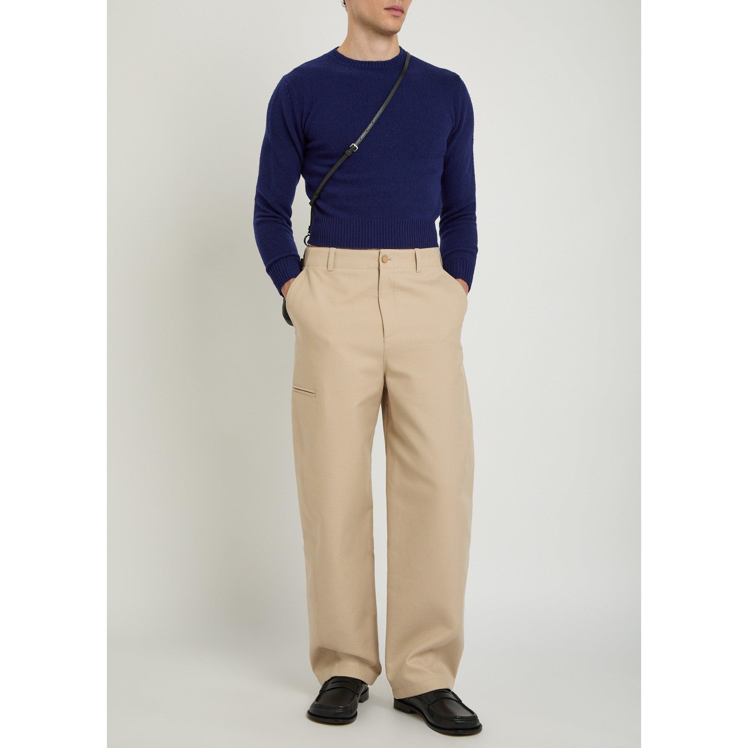 BLUE - Jil Sander - Men's Wool 3/4 Sleeve Crew-Neck Slim-Fit Jumper - 5