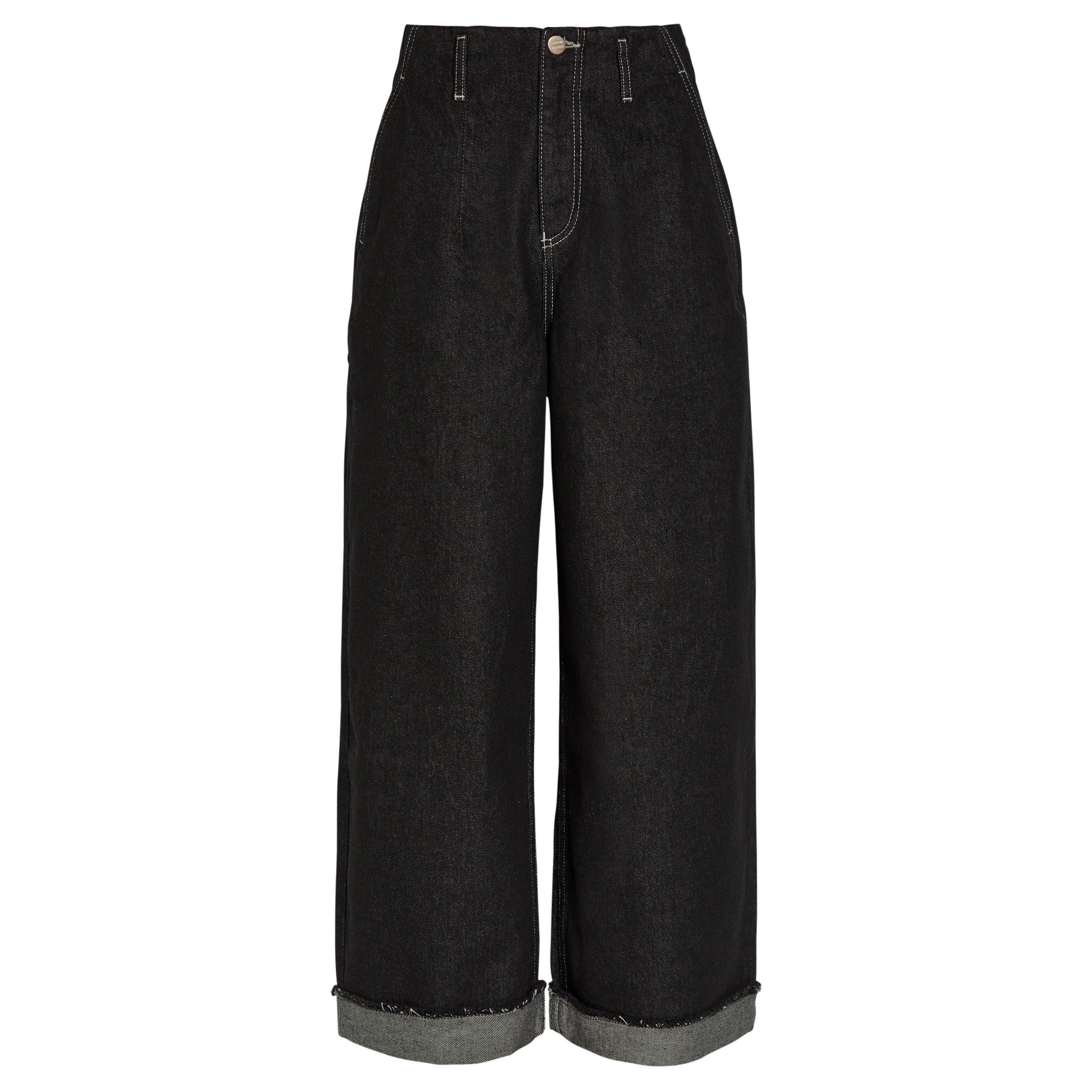 BLACK - Damson Madder - Women's Pascal Loose-Fit Cotton Wide Jeans - 1
