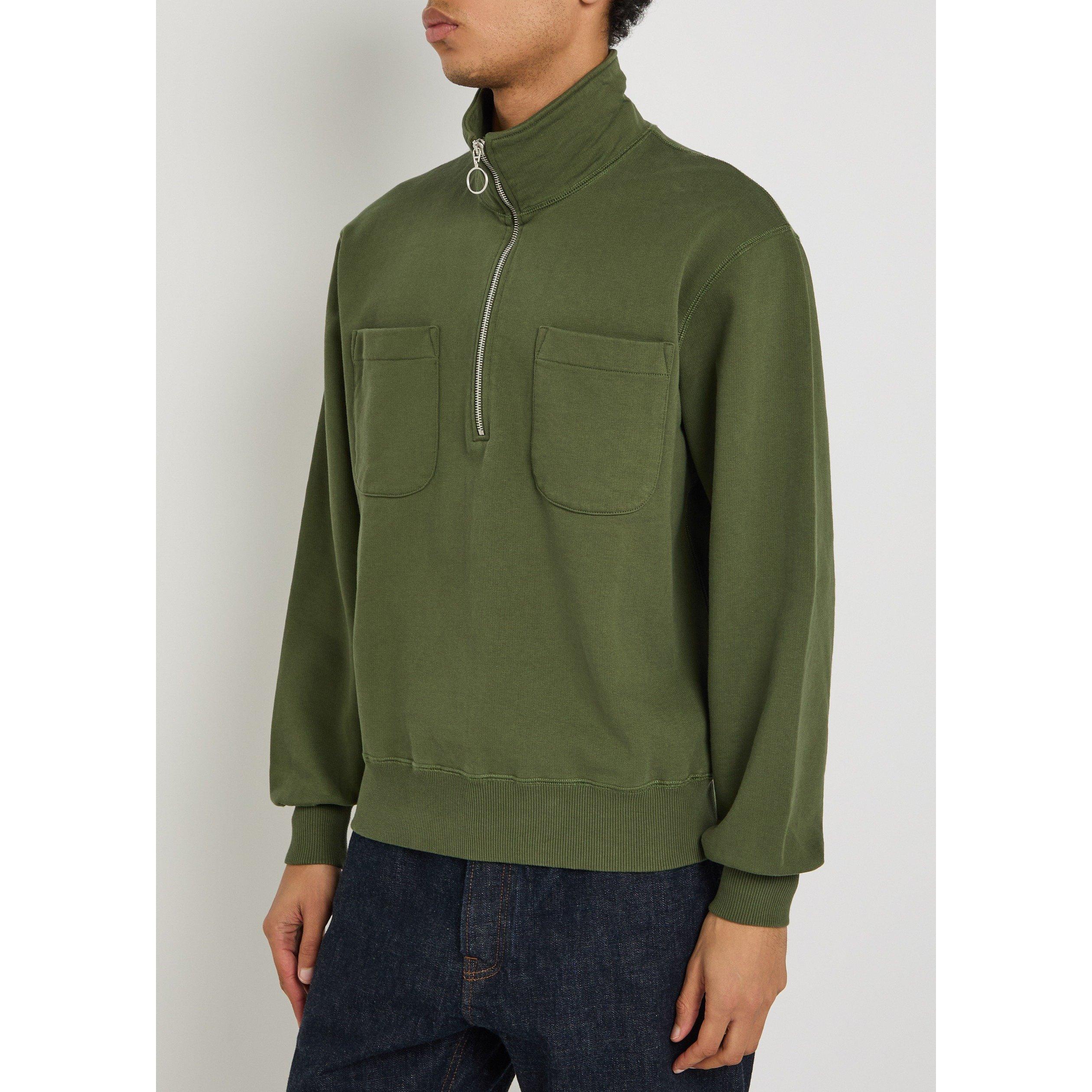 KHAKI - Drakes - Men's Cotton 1/4-Zip Knitted Top - 2