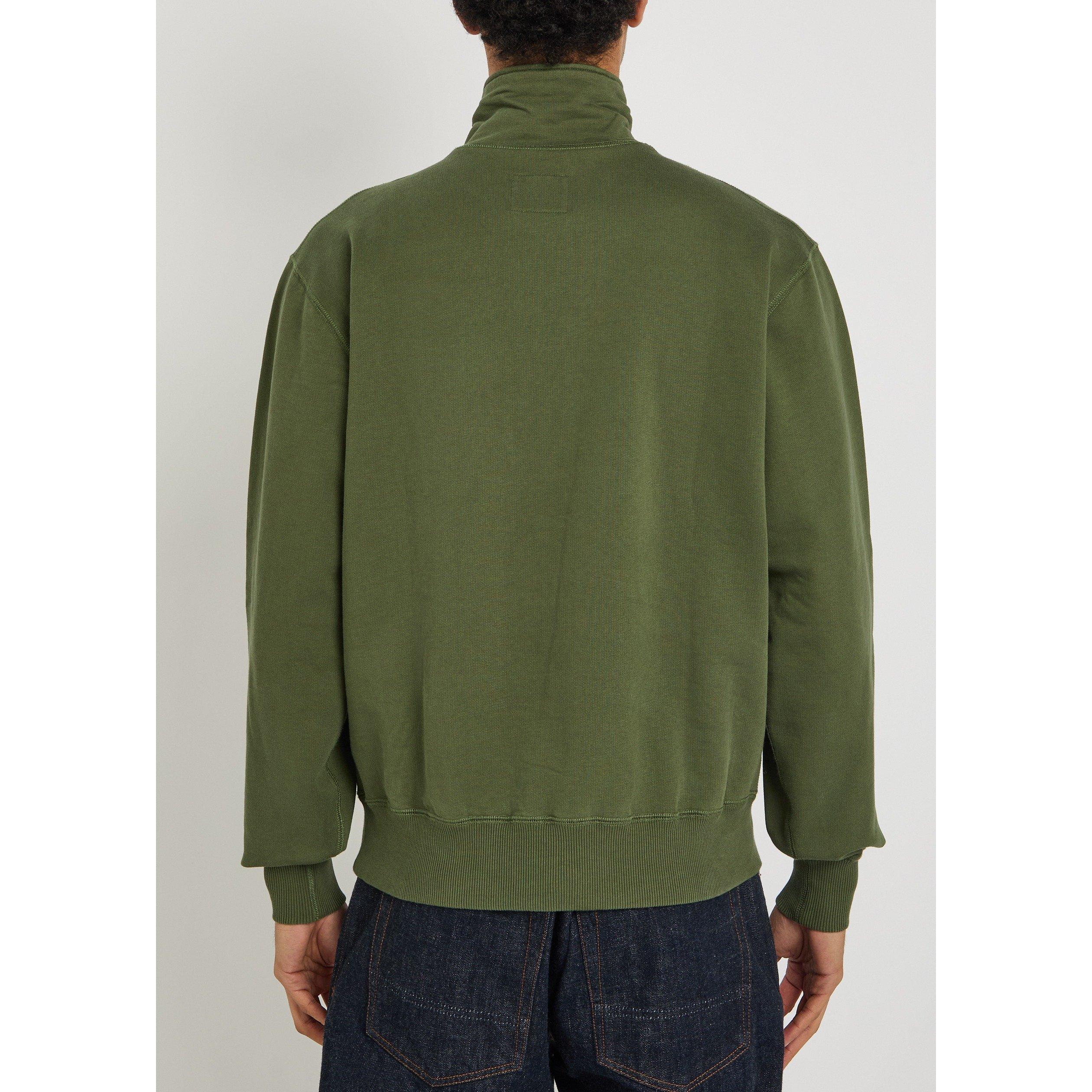 KHAKI - Drakes - Men's Cotton 1/4-Zip Knitted Top - 3