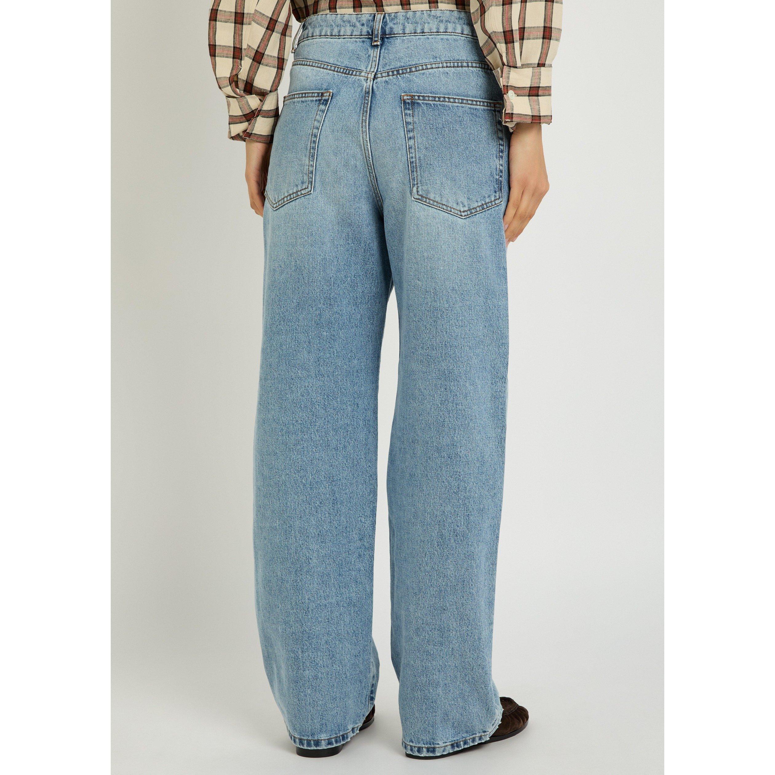 BLUE - Rohe - Women's Signature Baggy Cotton Wide Jeans - 3