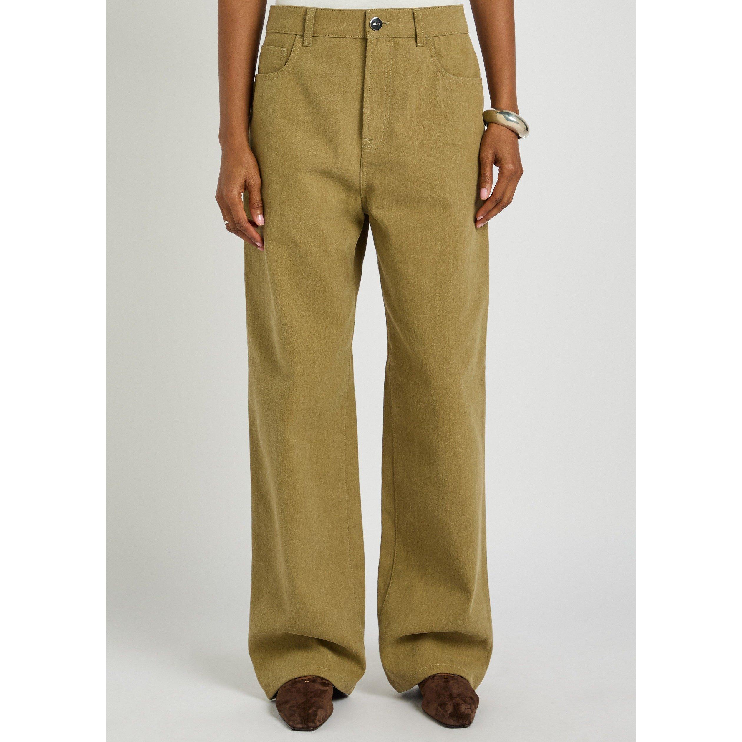 KHAKI - Rohe - Women's Baggy Denim Cotton Wide Jeans - 2