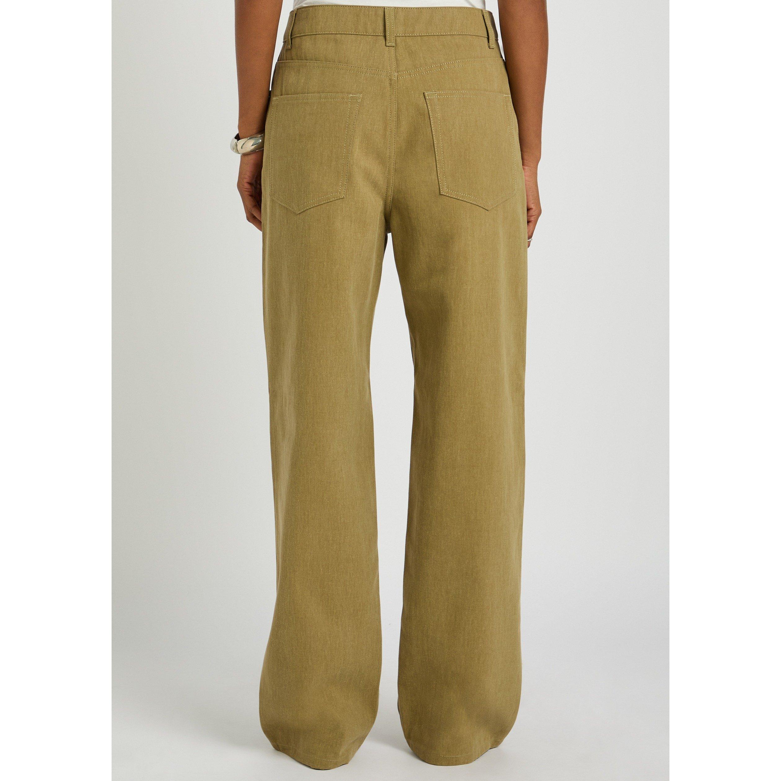 KHAKI - Rohe - Women's Baggy Denim Cotton Wide Jeans - 3