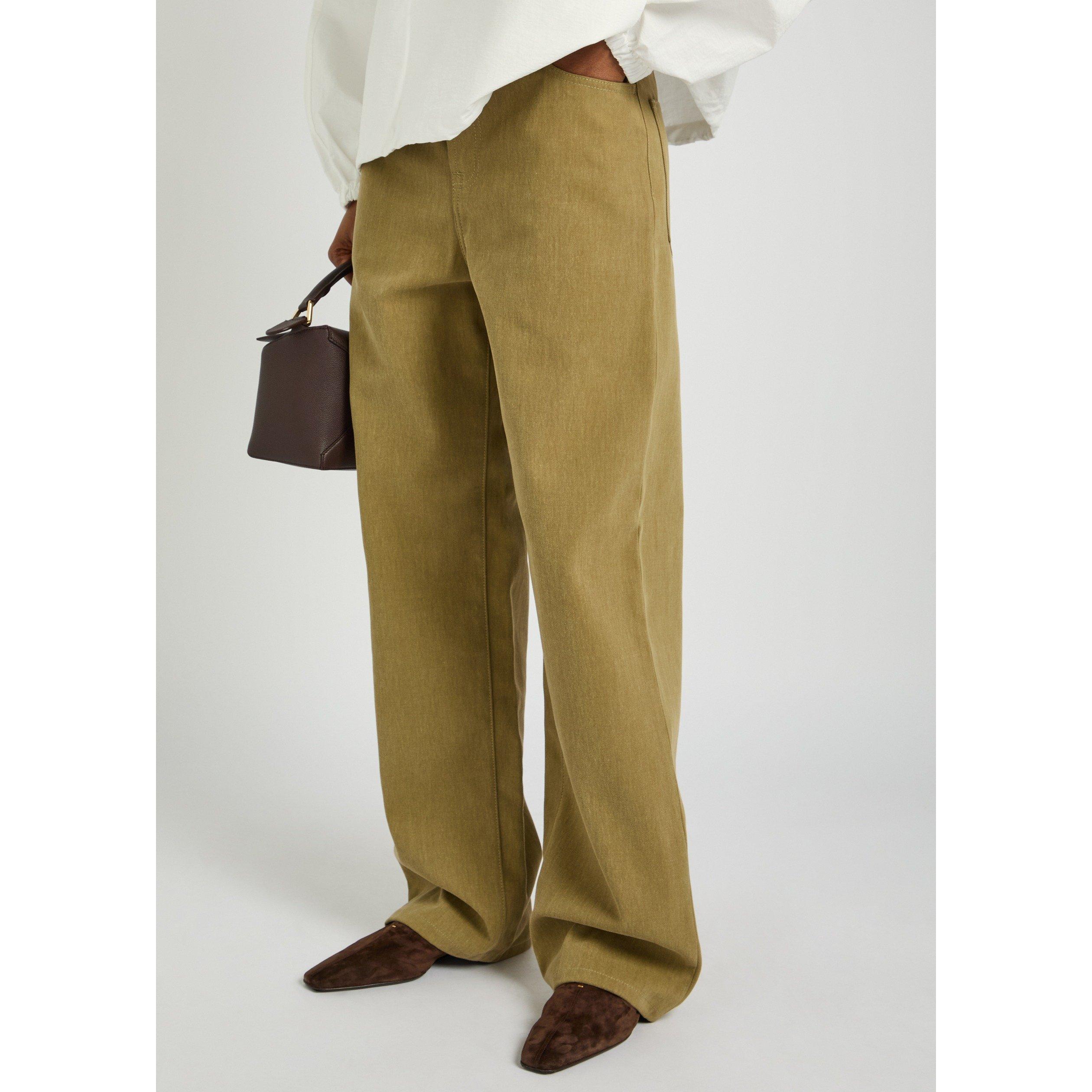 KHAKI - Rohe - Women's Baggy Denim Cotton Wide Jeans - 4