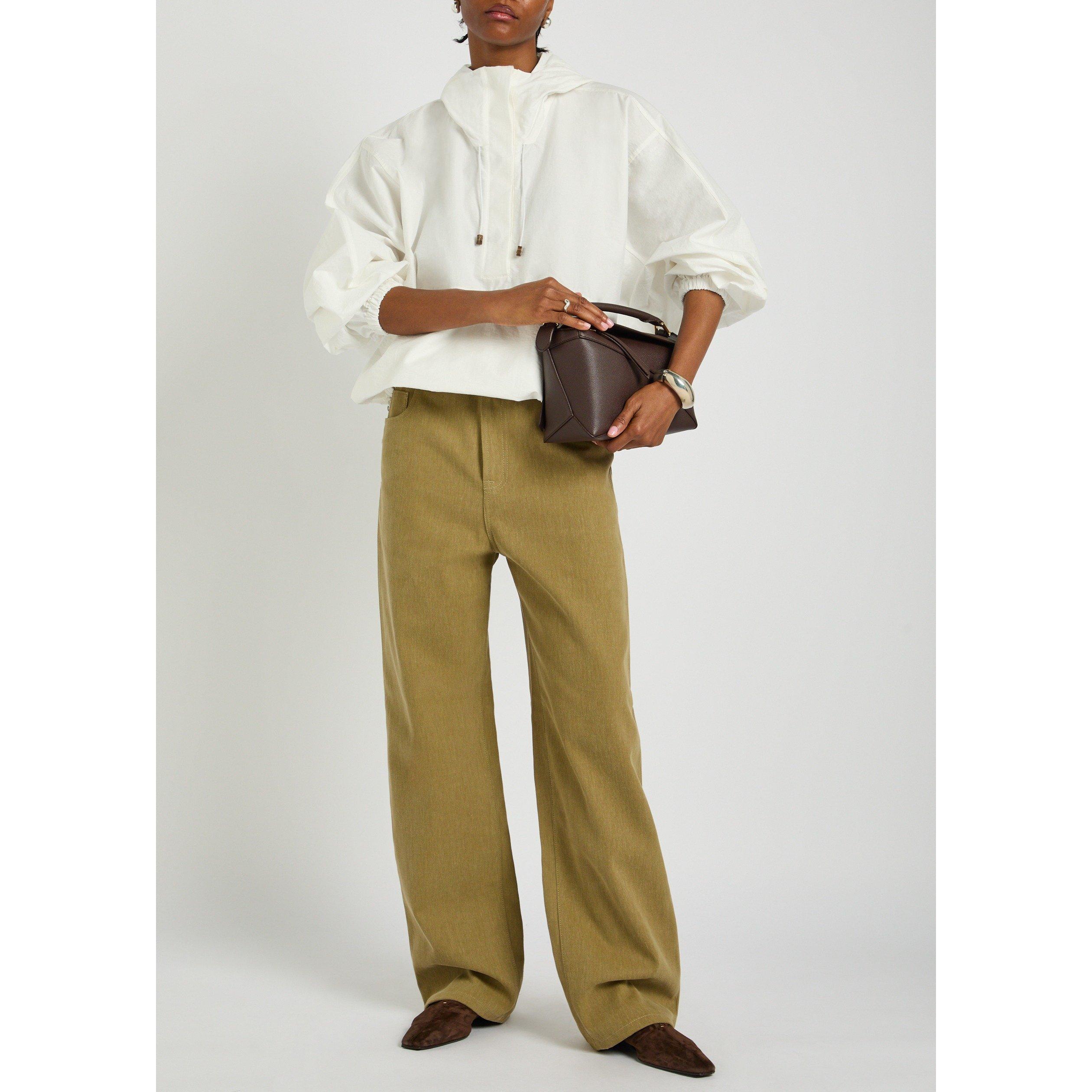 KHAKI - Rohe - Women's Baggy Denim Cotton Wide Jeans - 5