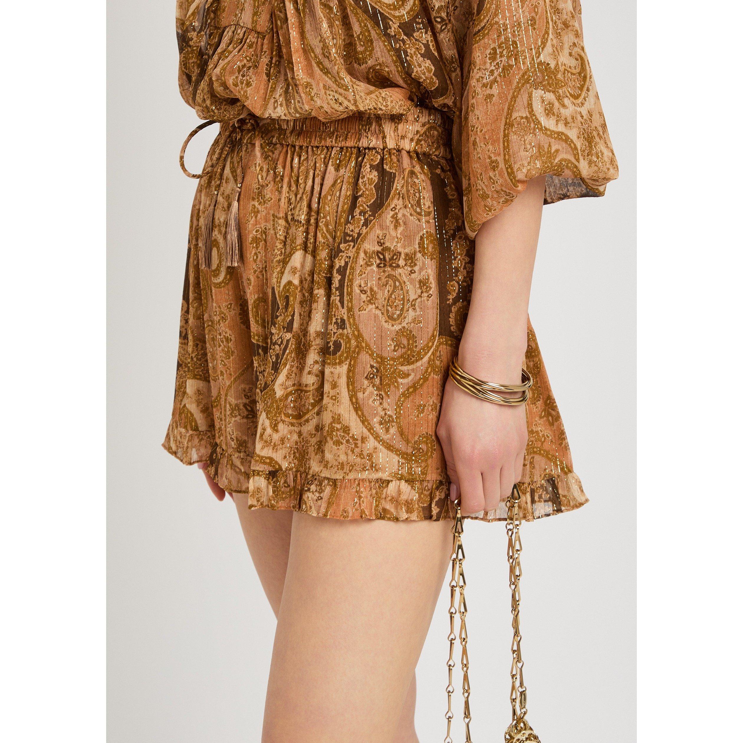 BROWN AND OTHER - Zimmermann - Women's Carousel Flutter Silk Woven Shorts - 4