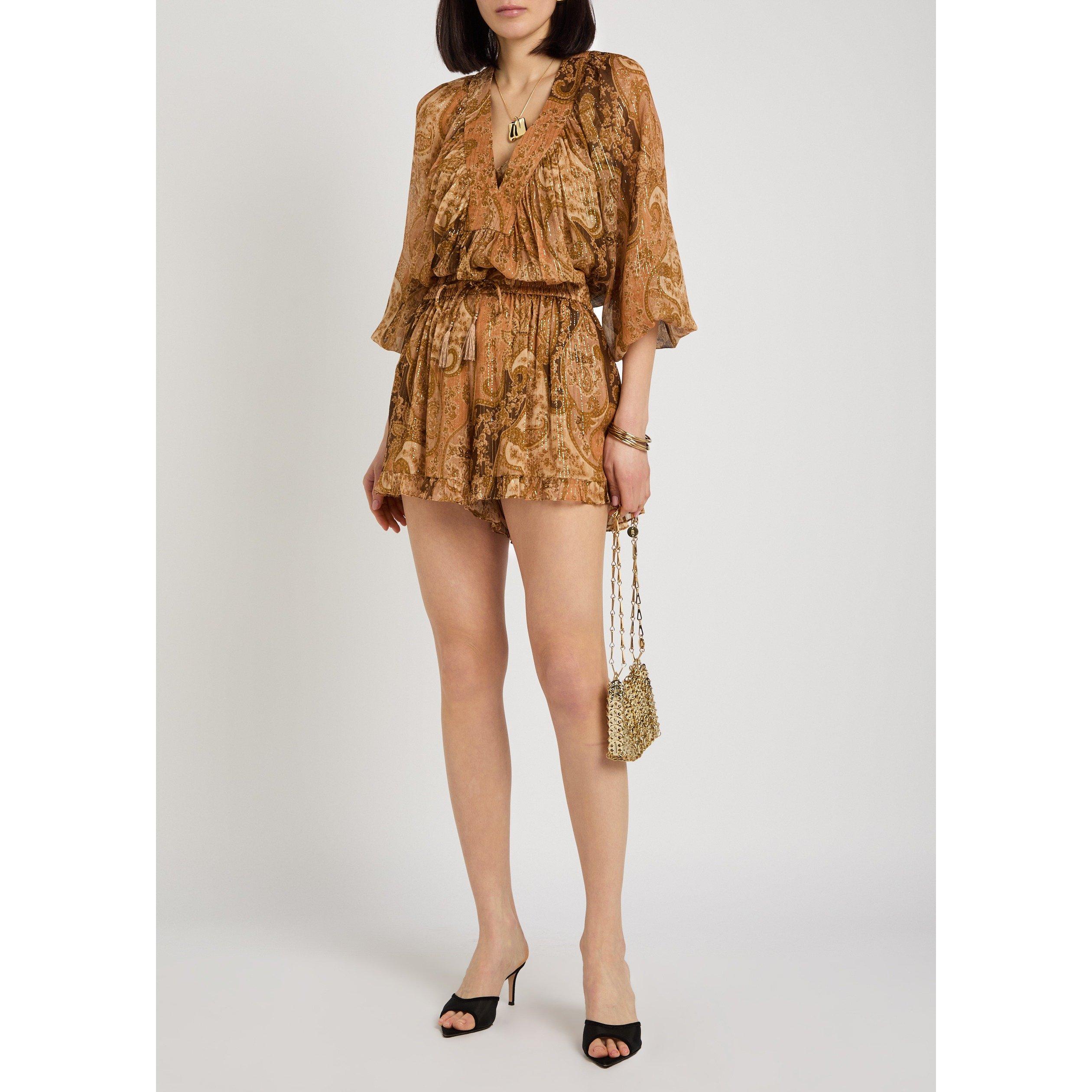 BROWN AND OTHER - Zimmermann - Women's Carousel Flutter Silk Woven Shorts - 5