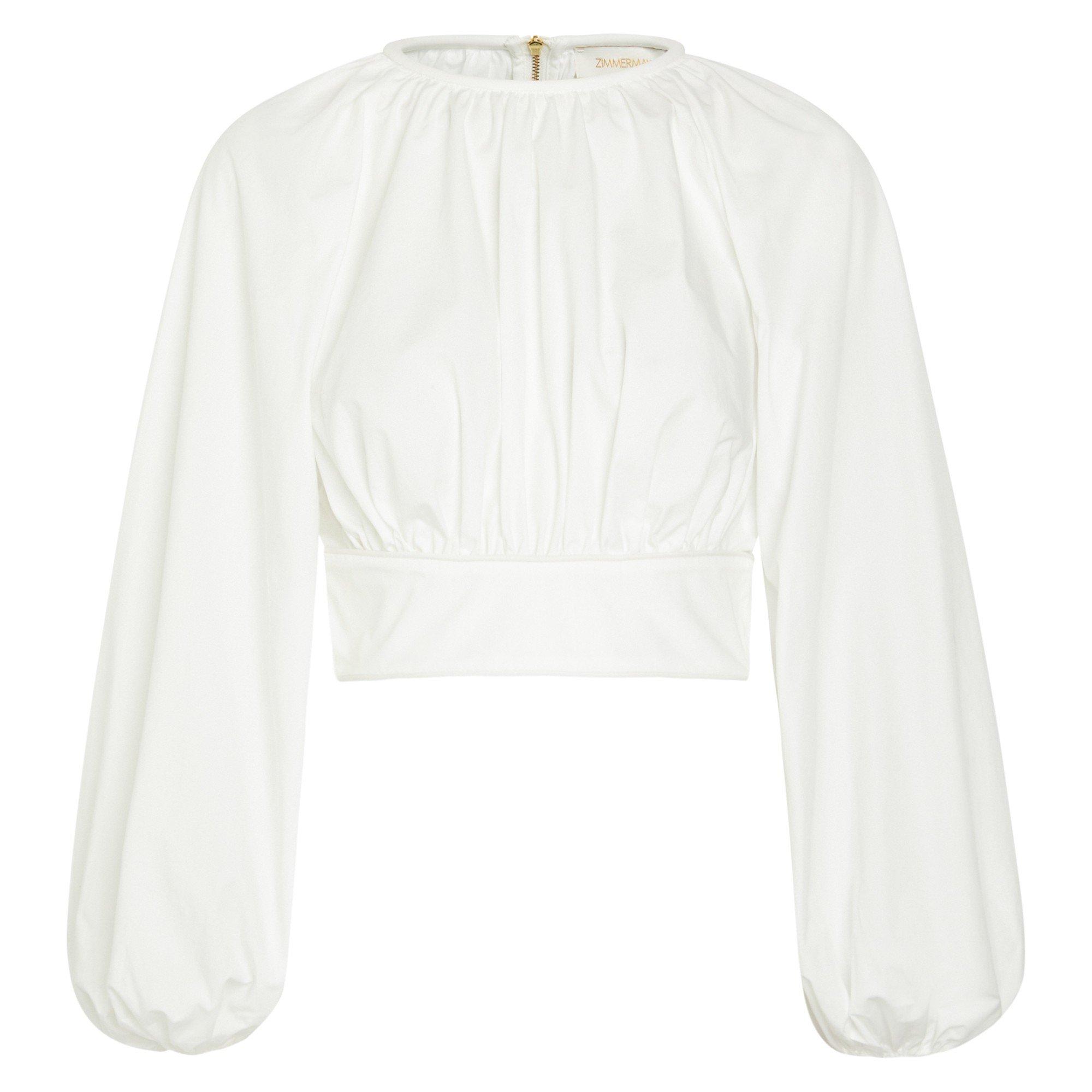 IVORY - Zimmermann - Women's Poplin Billow Puff-Sleeve Top