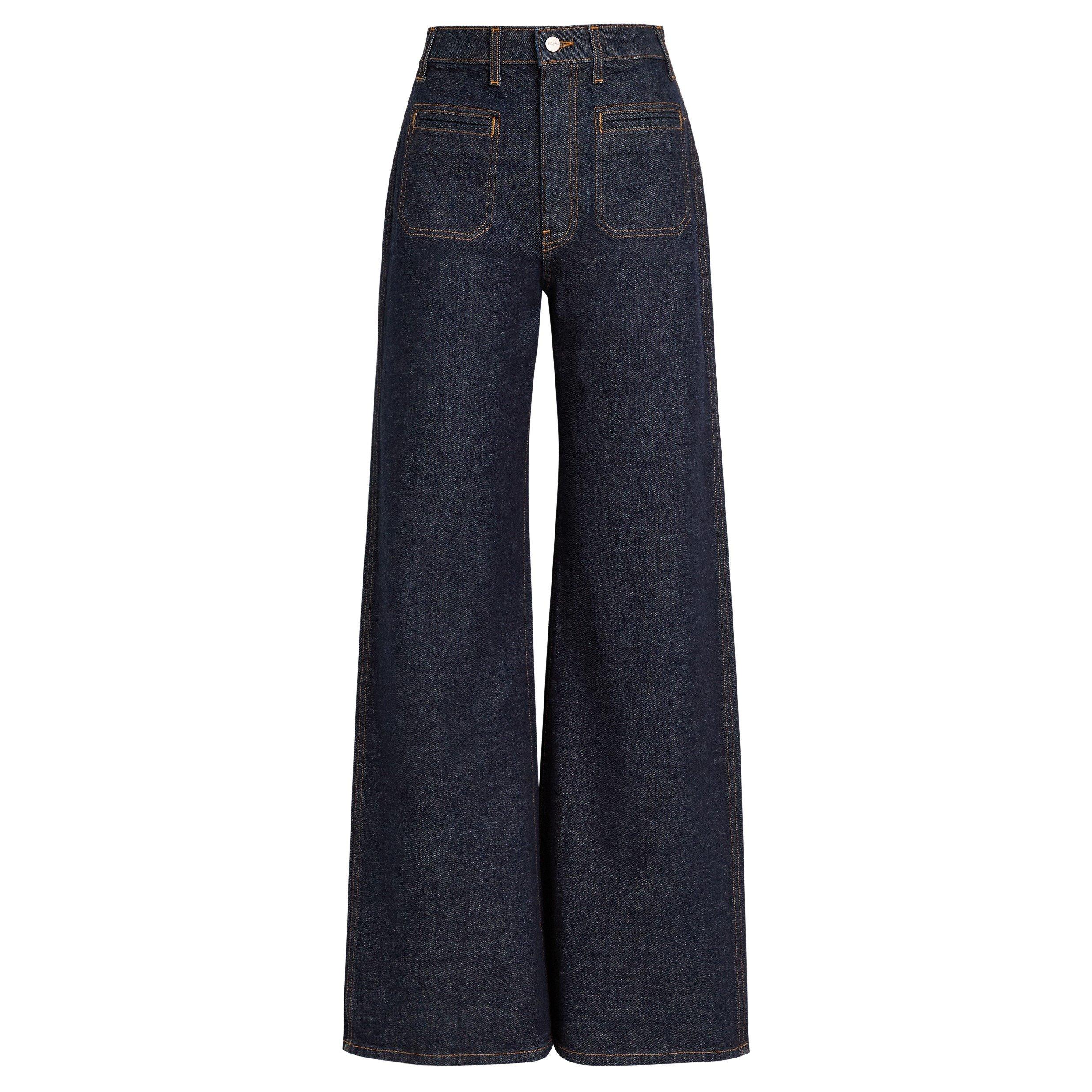 INDIGO - Khaite - Women's Delmonico Cotton Wide-Leg Jeans - 1