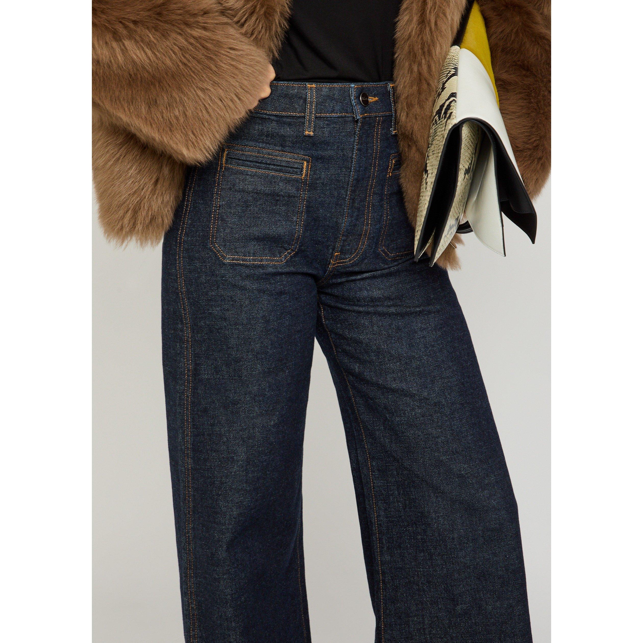 INDIGO - Khaite - Women's Delmonico Cotton Wide-Leg Jeans - 4
