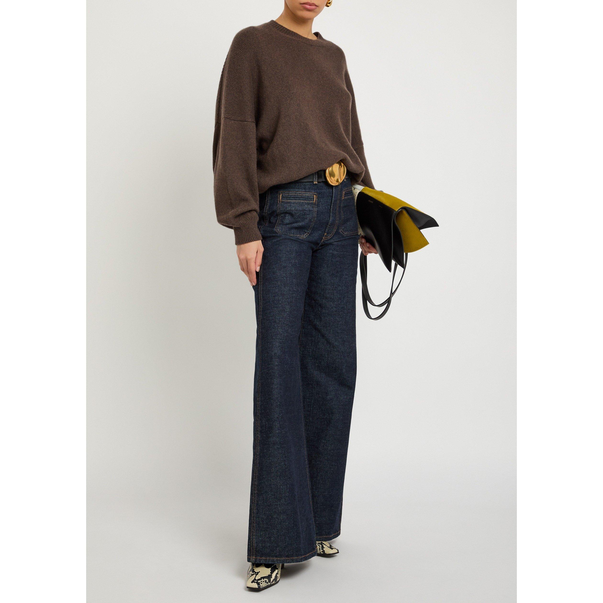 INDIGO - Khaite - Women's Delmonico Cotton Wide-Leg Jeans - 5