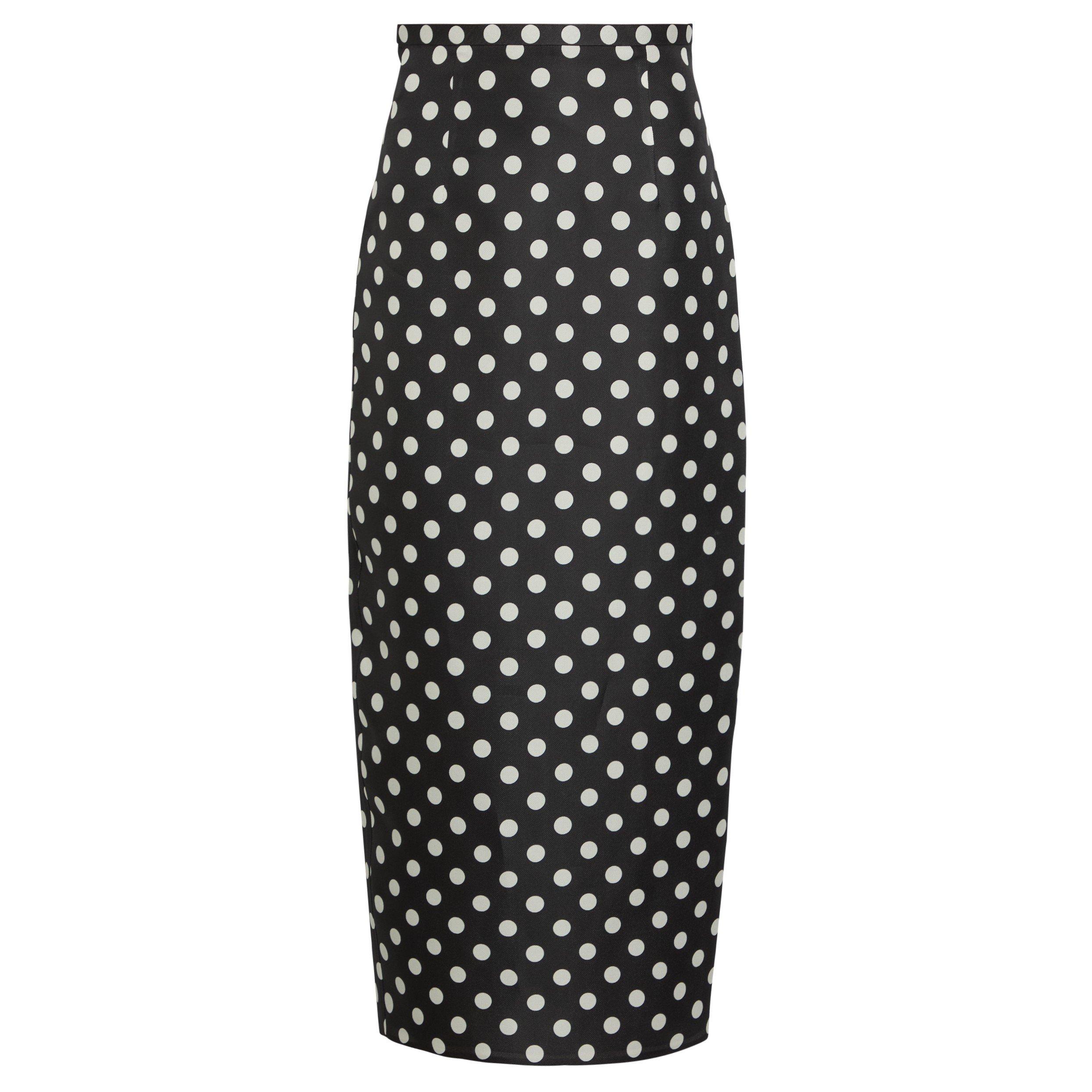 BLACK AND WHITE - Khaite - Women's Winton Polka-Dot Silk Slim-Fit Maxi Skirt - 1