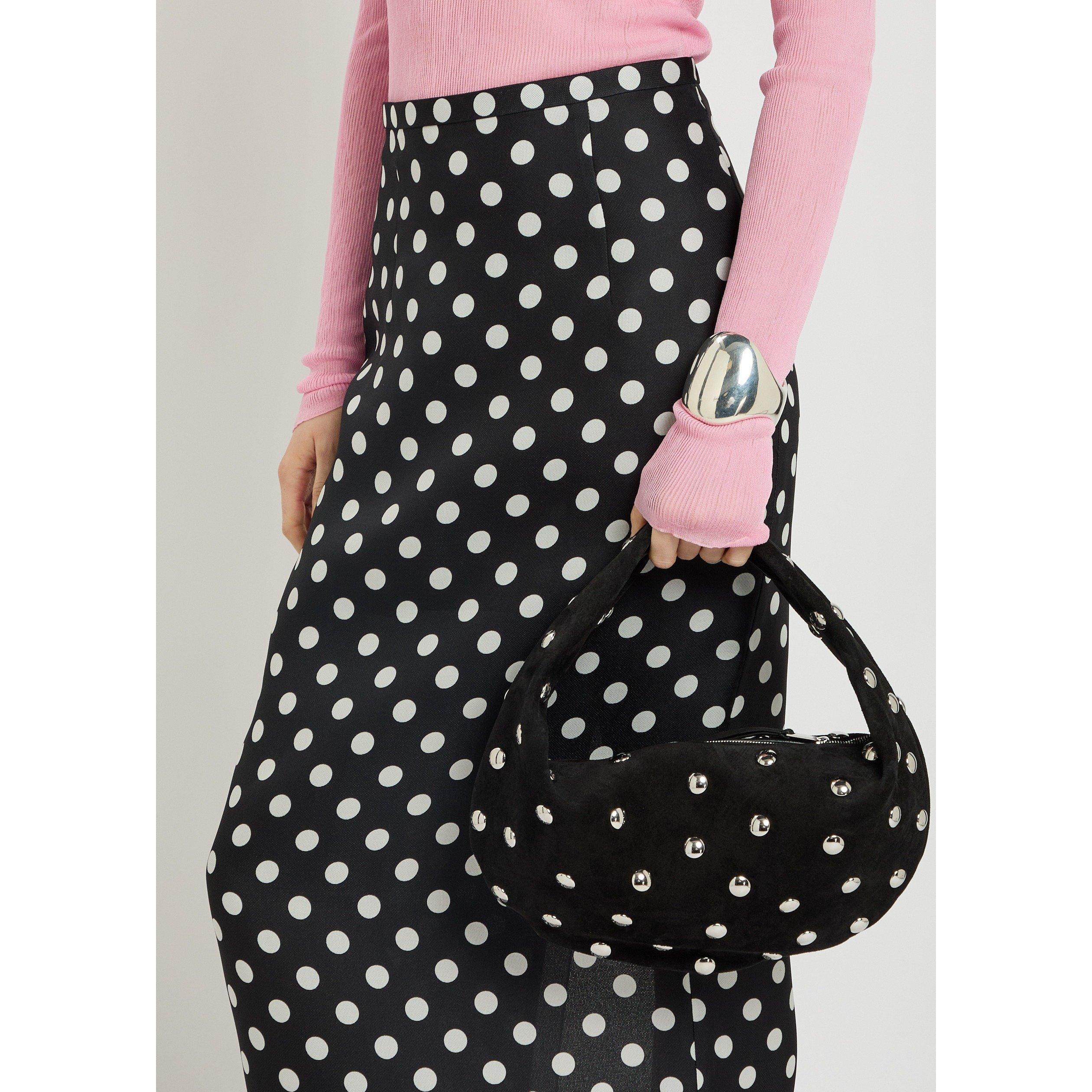 BLACK AND WHITE - Khaite - Women's Winton Polka-Dot Silk Slim-Fit Maxi Skirt - 4