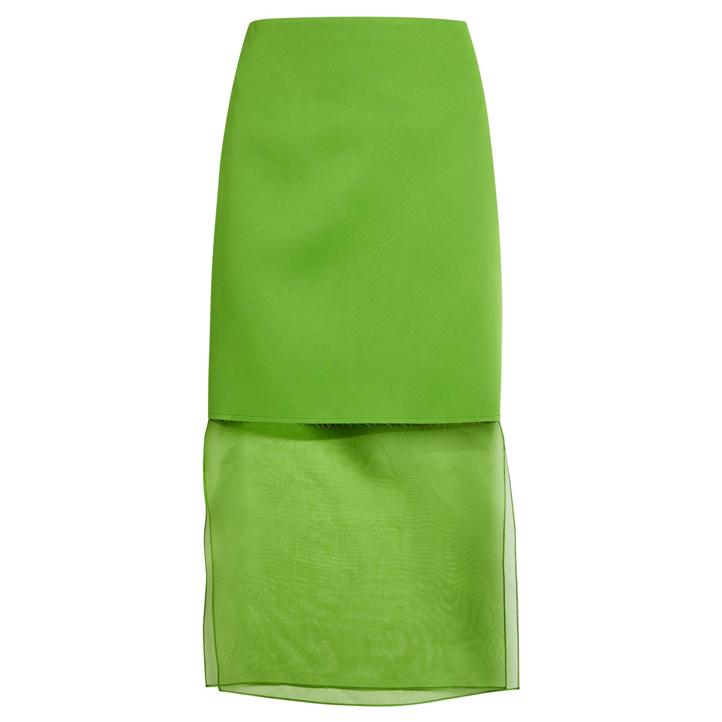 GREEN - Khaite - Women's Sybil Satin Sheer Midi Skirt - 1