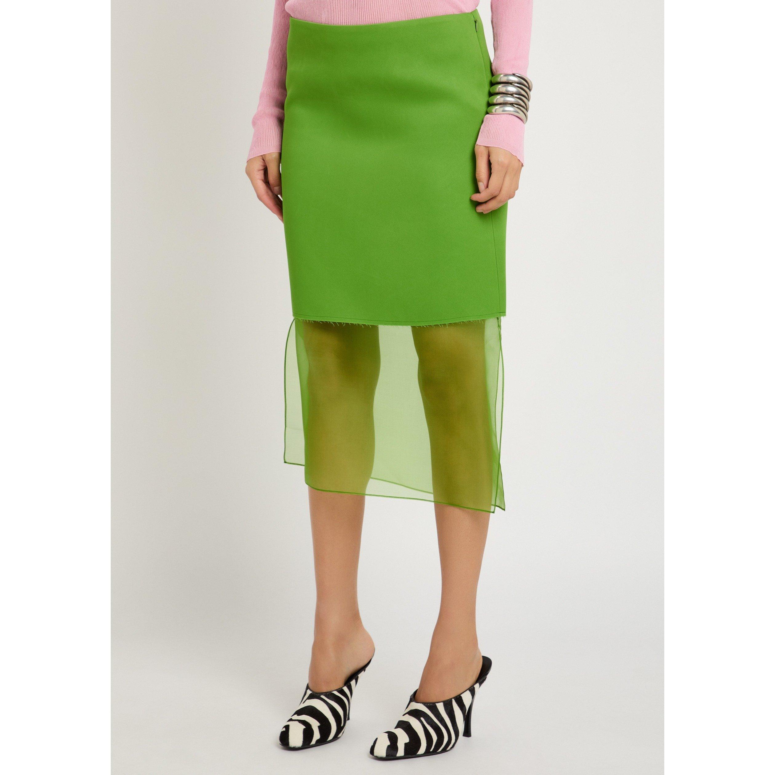 GREEN - Khaite - Women's Sybil Satin Sheer Midi Skirt - 2