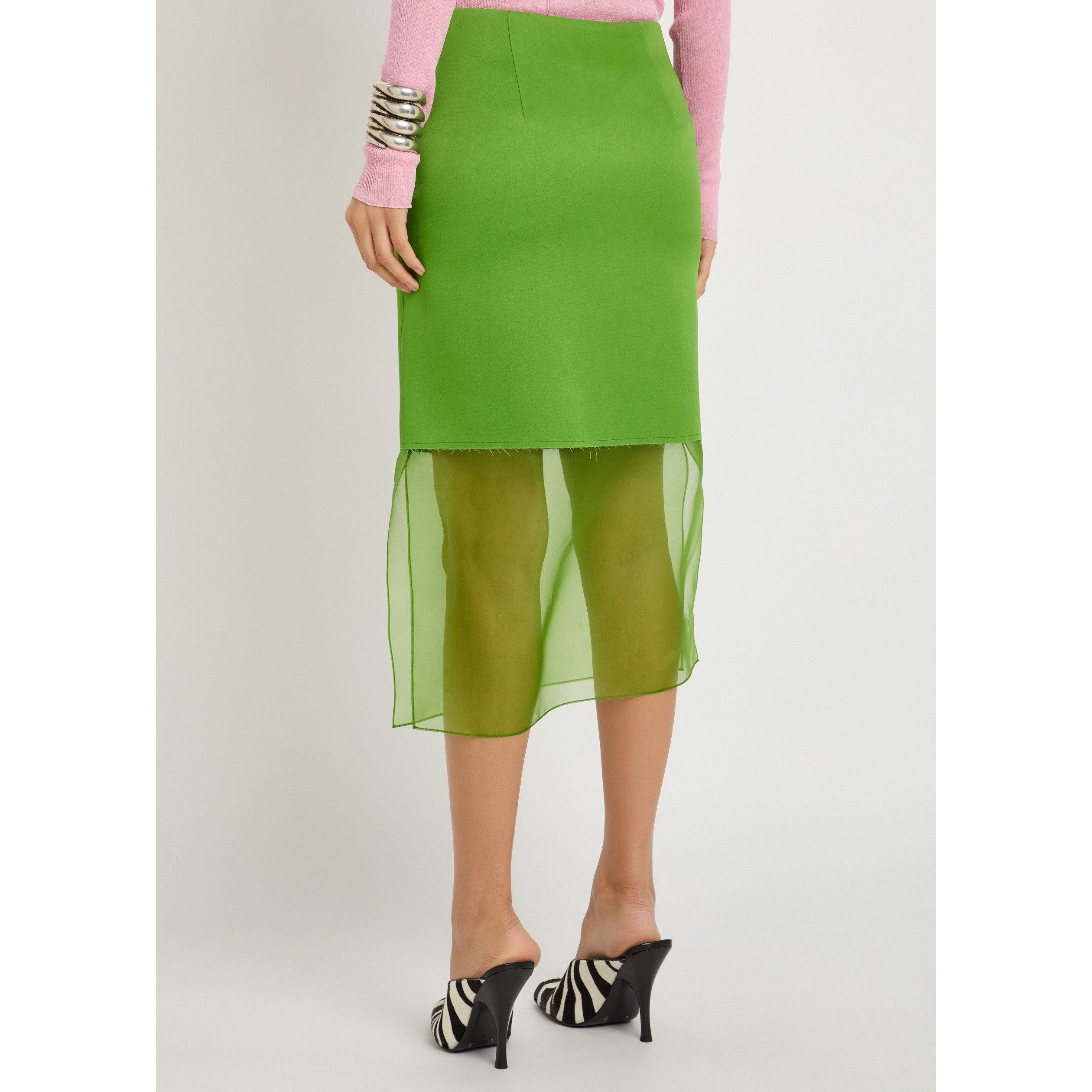 GREEN - Khaite - Women's Sybil Satin Sheer Midi Skirt - 3