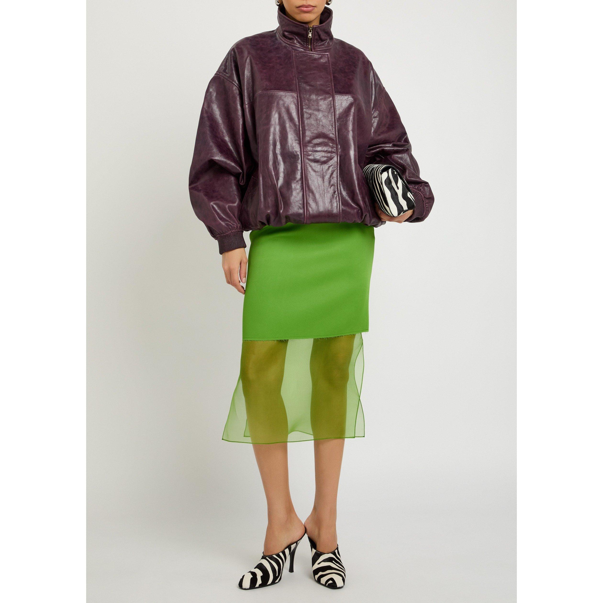 GREEN - Khaite - Women's Sybil Satin Sheer Midi Skirt - 5