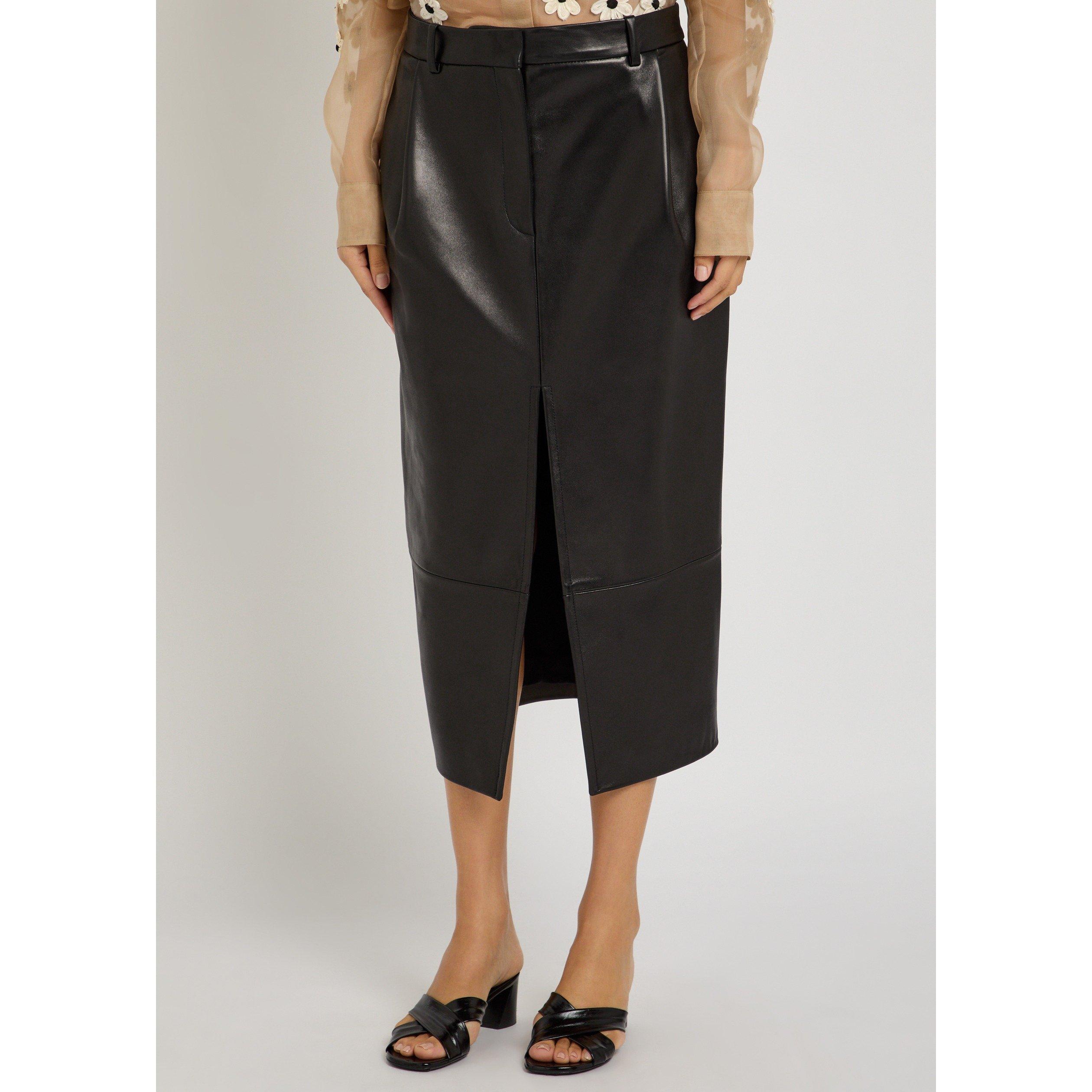 BLACK - Khaite - Women's Anden Slim-Fit Leather Midi Skirt - 2