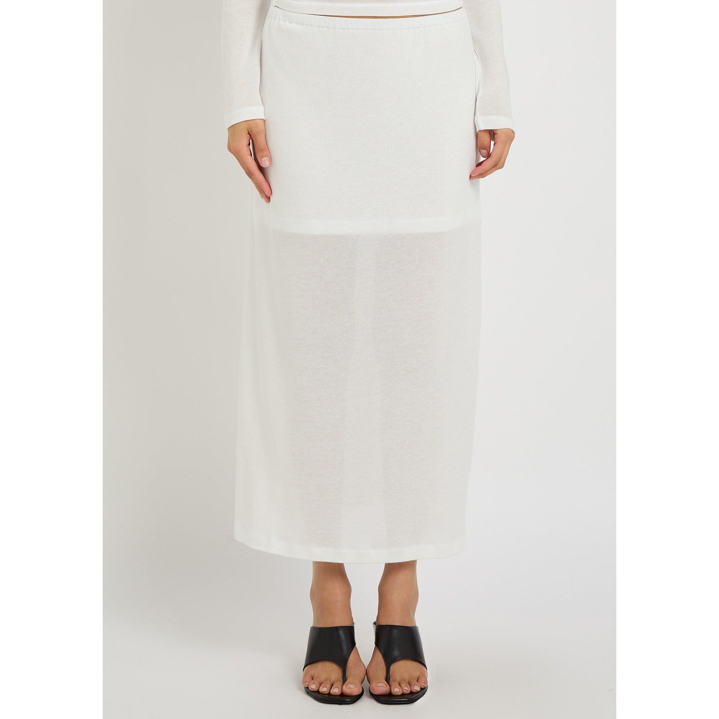 WHITE - AKYN - SHEER MIDI SKIRT WITH ELASTICA - 2