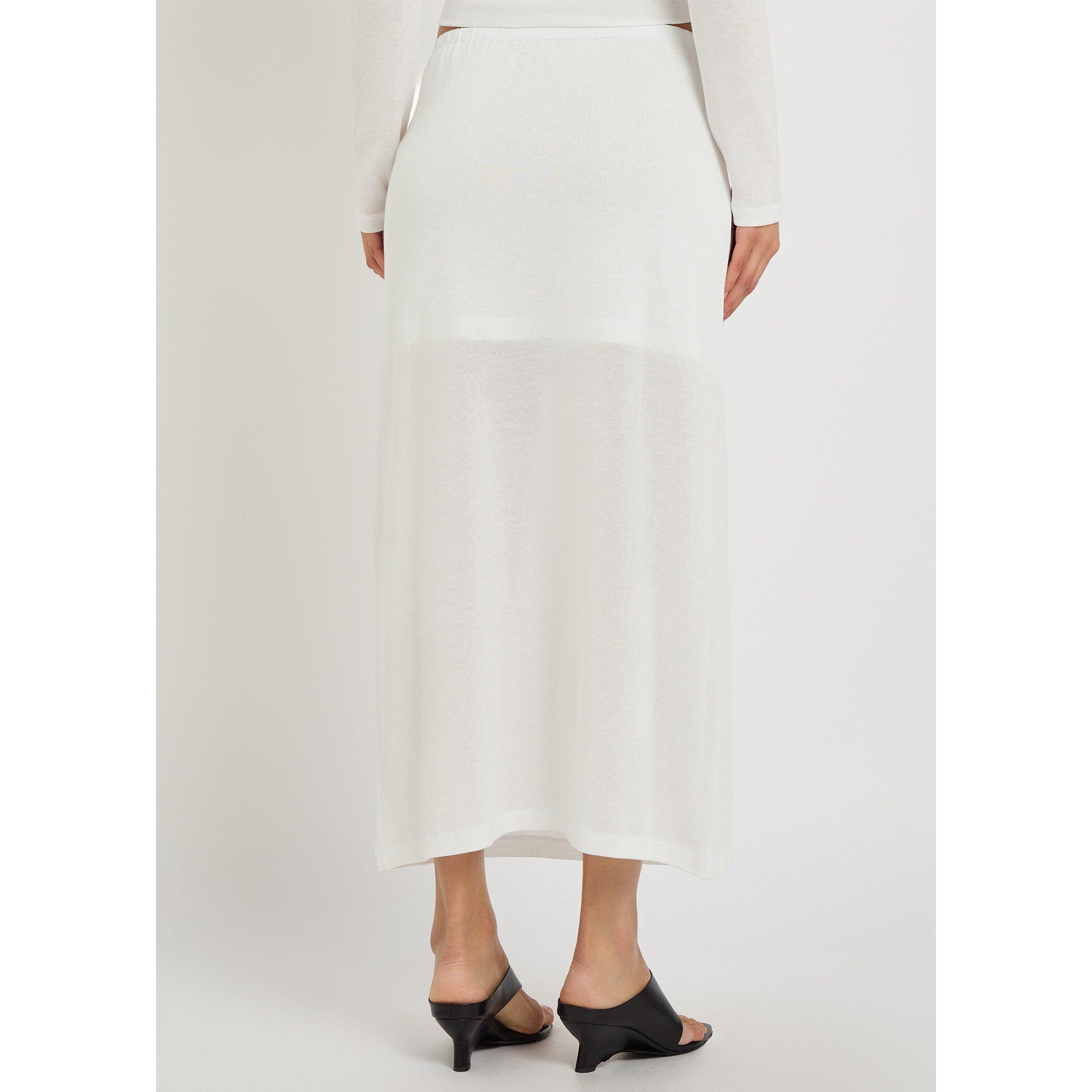 WHITE - AKYN - SHEER MIDI SKIRT WITH ELASTICA - 3