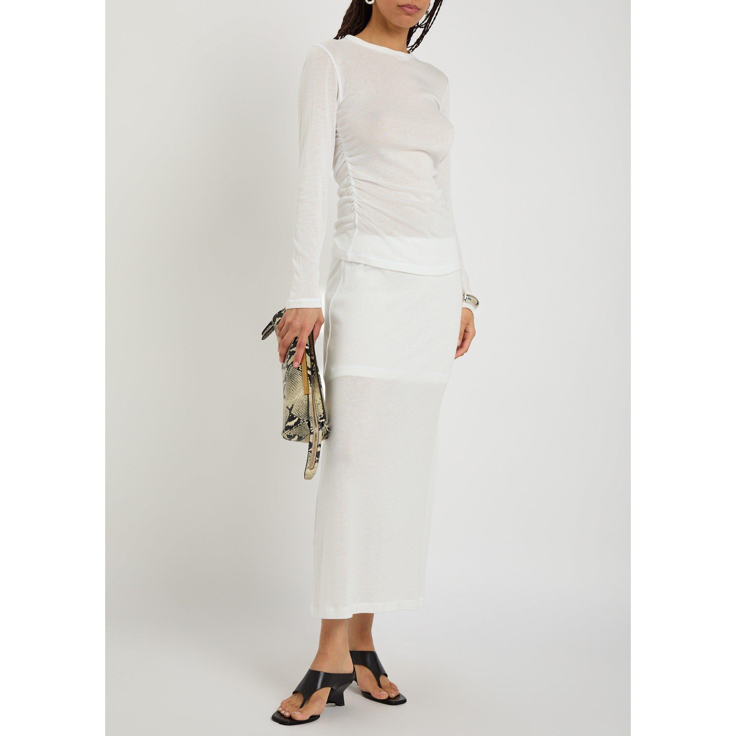 WHITE - AKYN - SHEER MIDI SKIRT WITH ELASTICA - 5