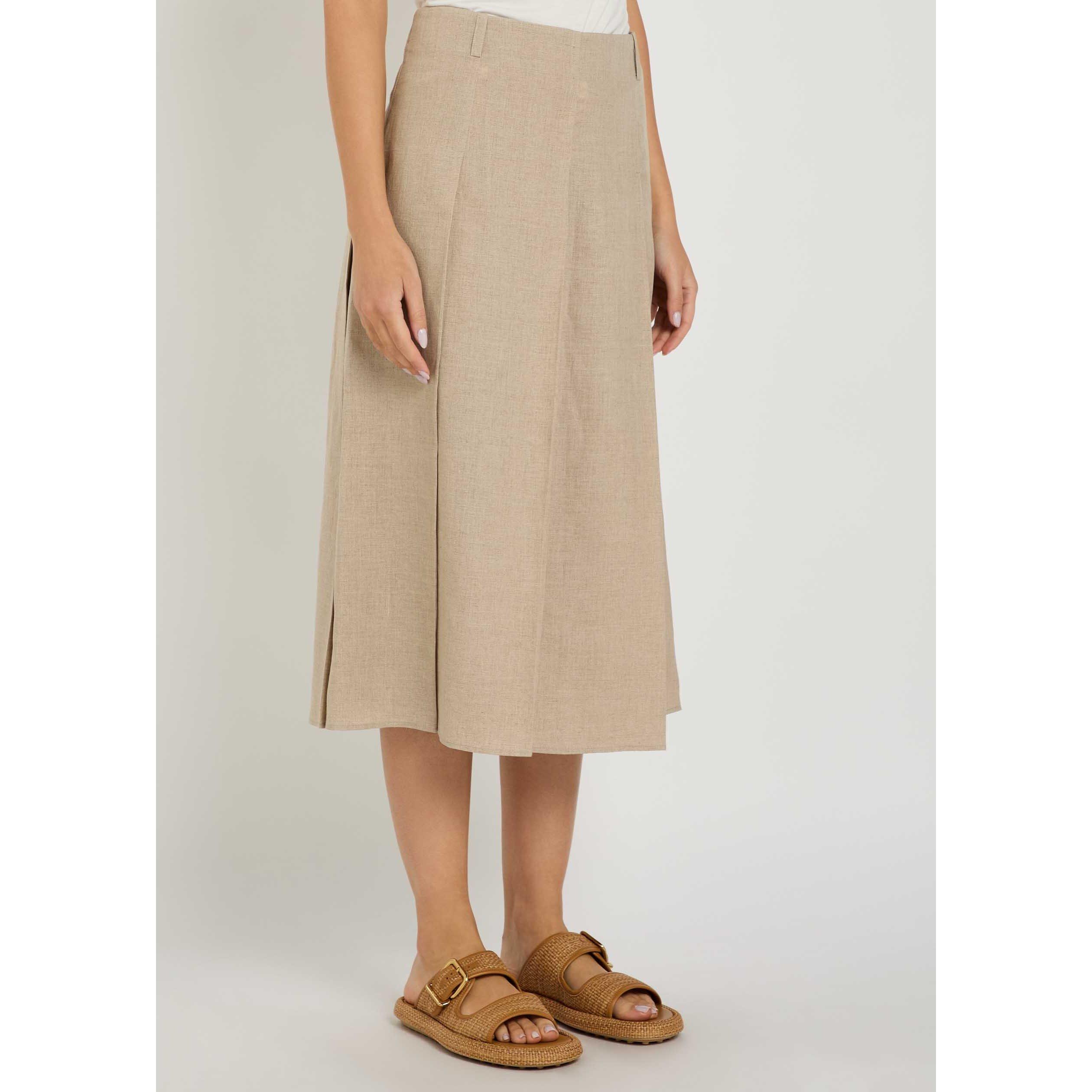 BEIGE - Tods - Women's Linen Pleated Skirt - 2