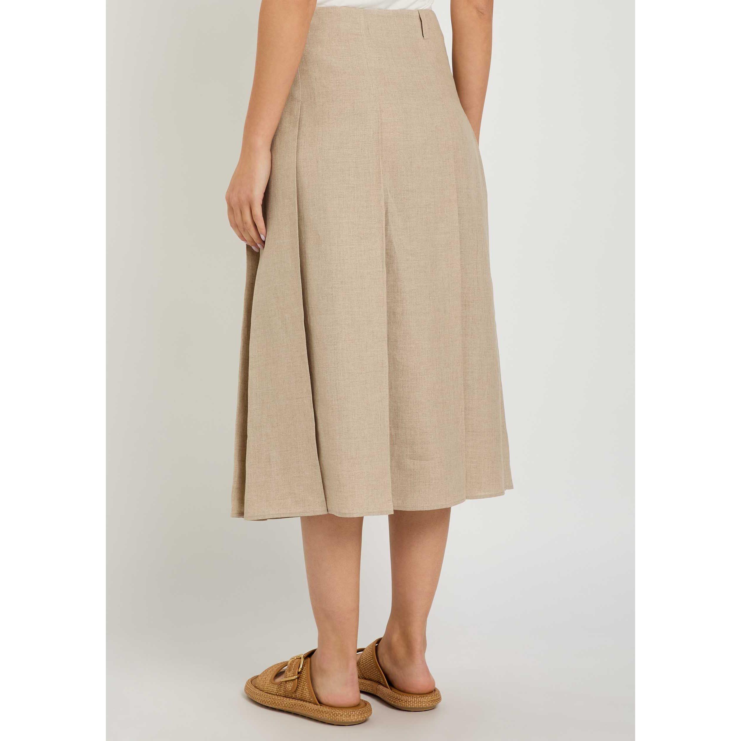 BEIGE - Tods - Women's Linen Pleated Skirt - 3