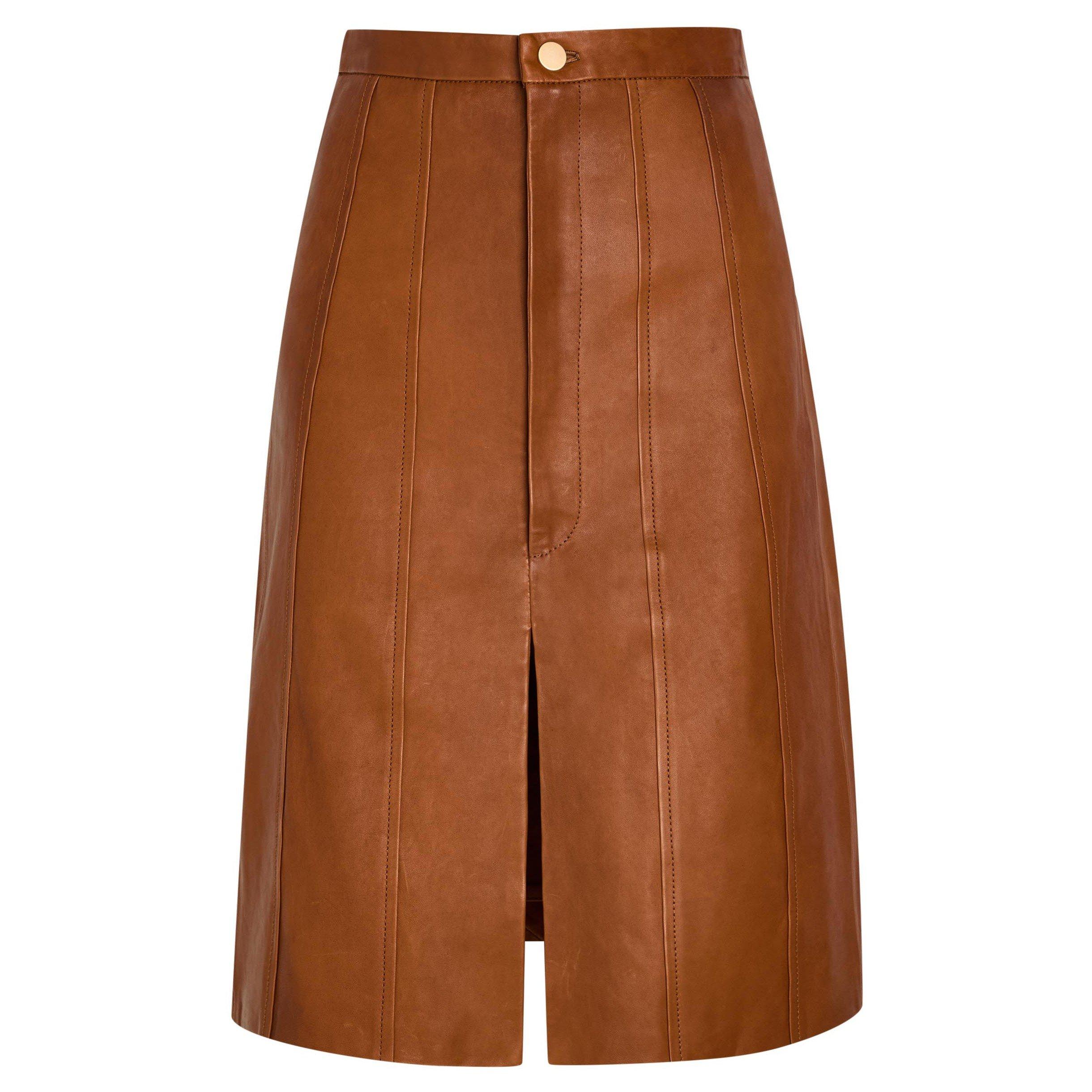BROWN - SKIIM - LEATHER CORSET SKIRT - 1