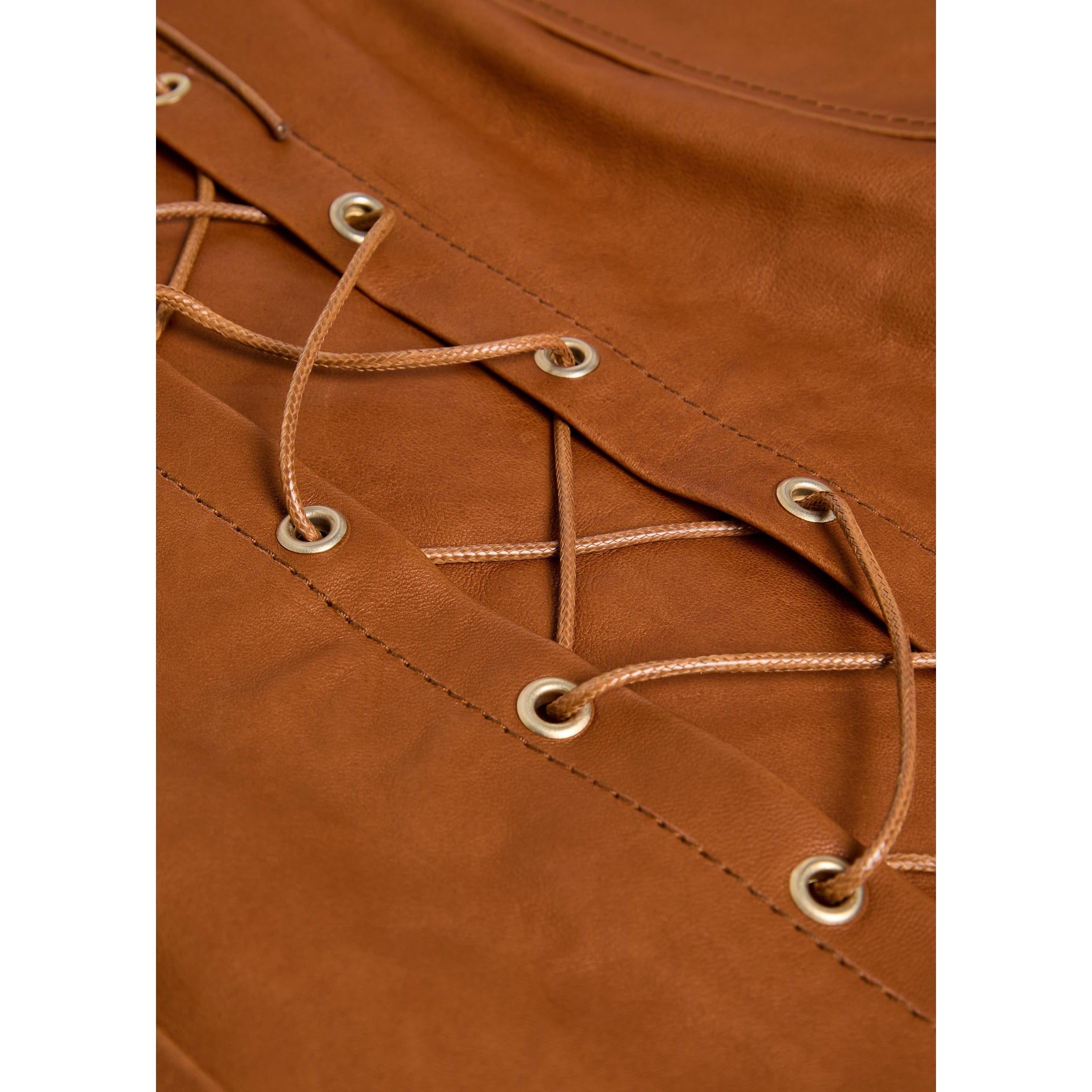 BROWN - SKIIM - LEATHER CORSET SKIRT - 4