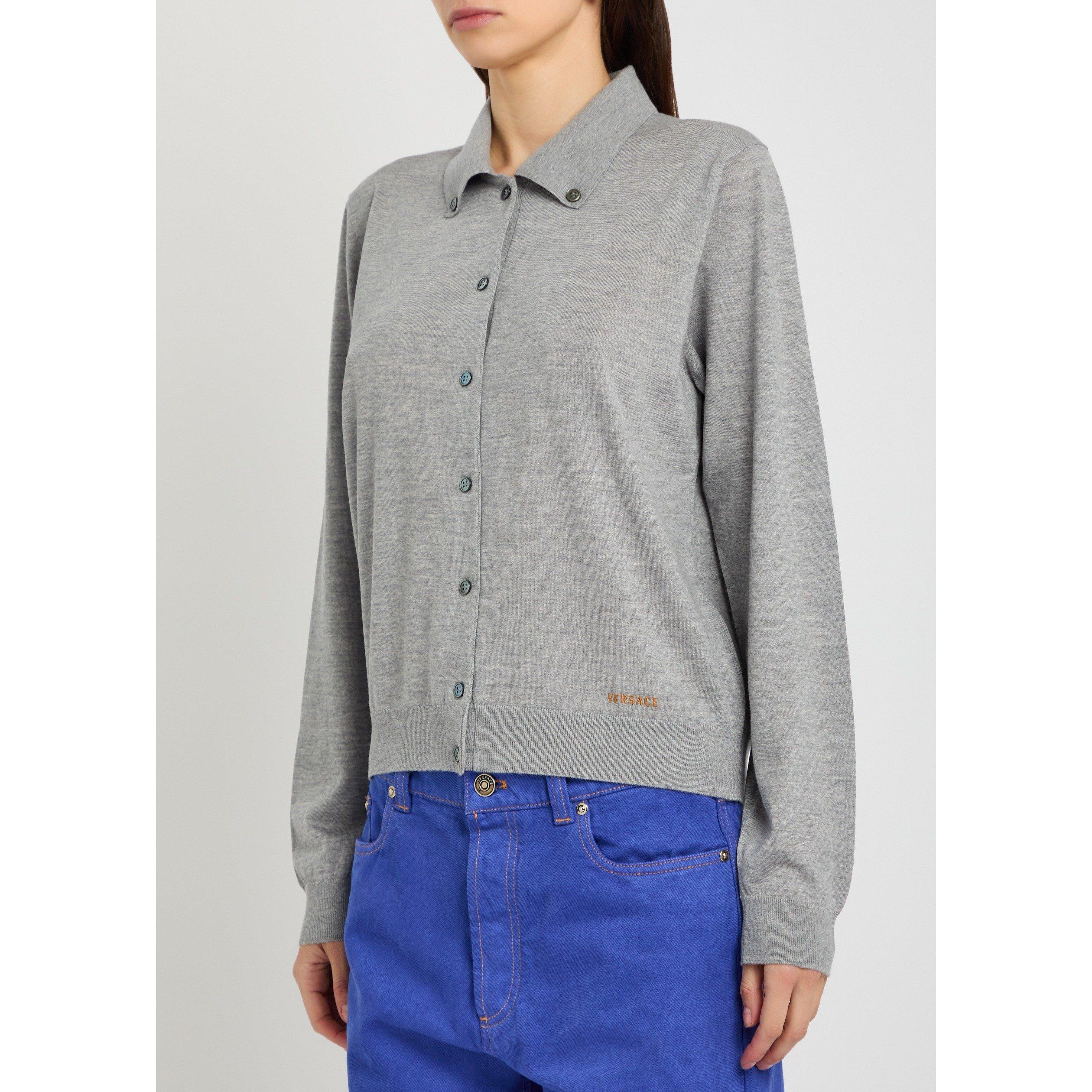 GREY - Versace - KNIT SWEATER BUTTON DOWN WOOL - 2