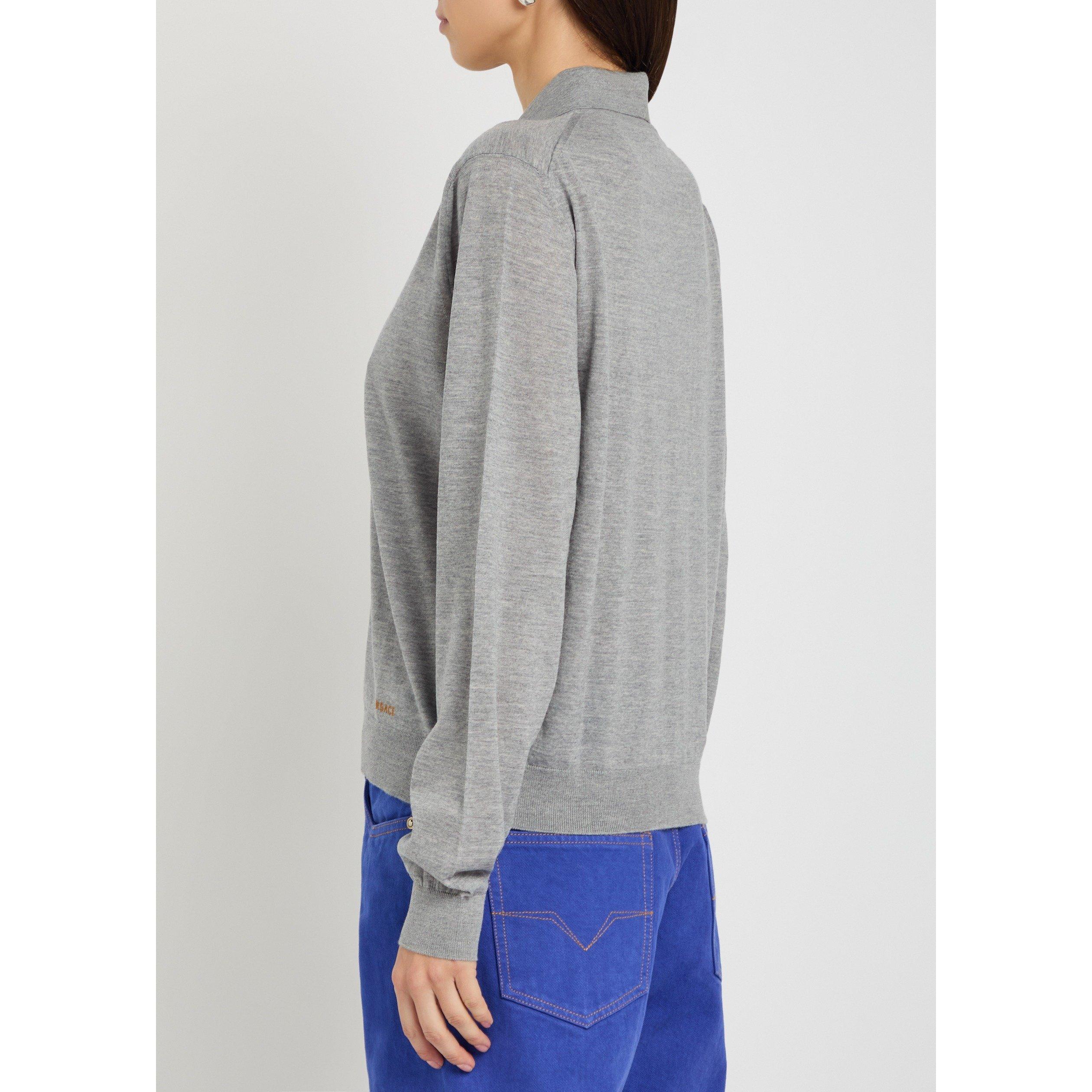 GREY - Versace - KNIT SWEATER BUTTON DOWN WOOL - 3