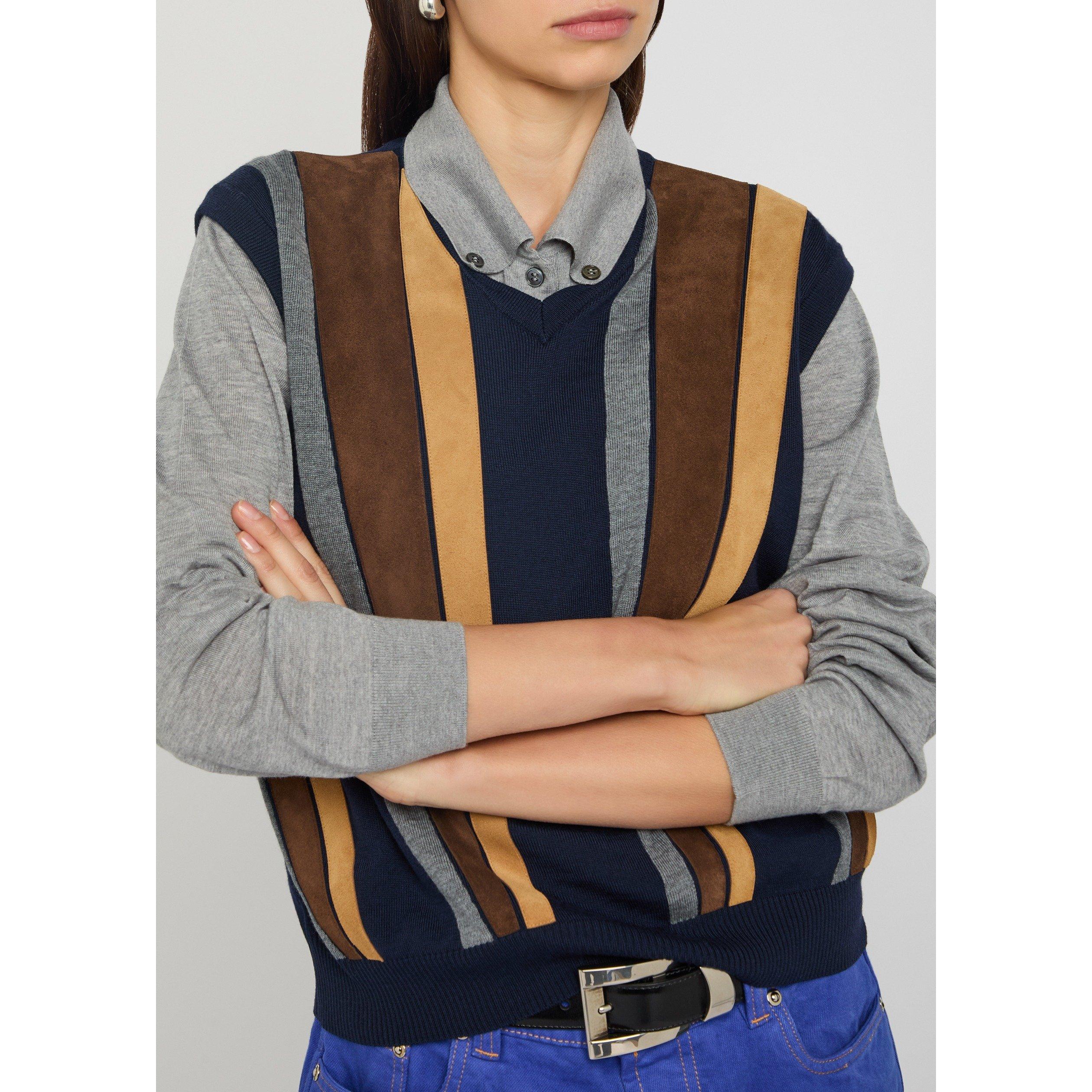 GREY - Versace - KNIT SWEATER BUTTON DOWN WOOL - 4