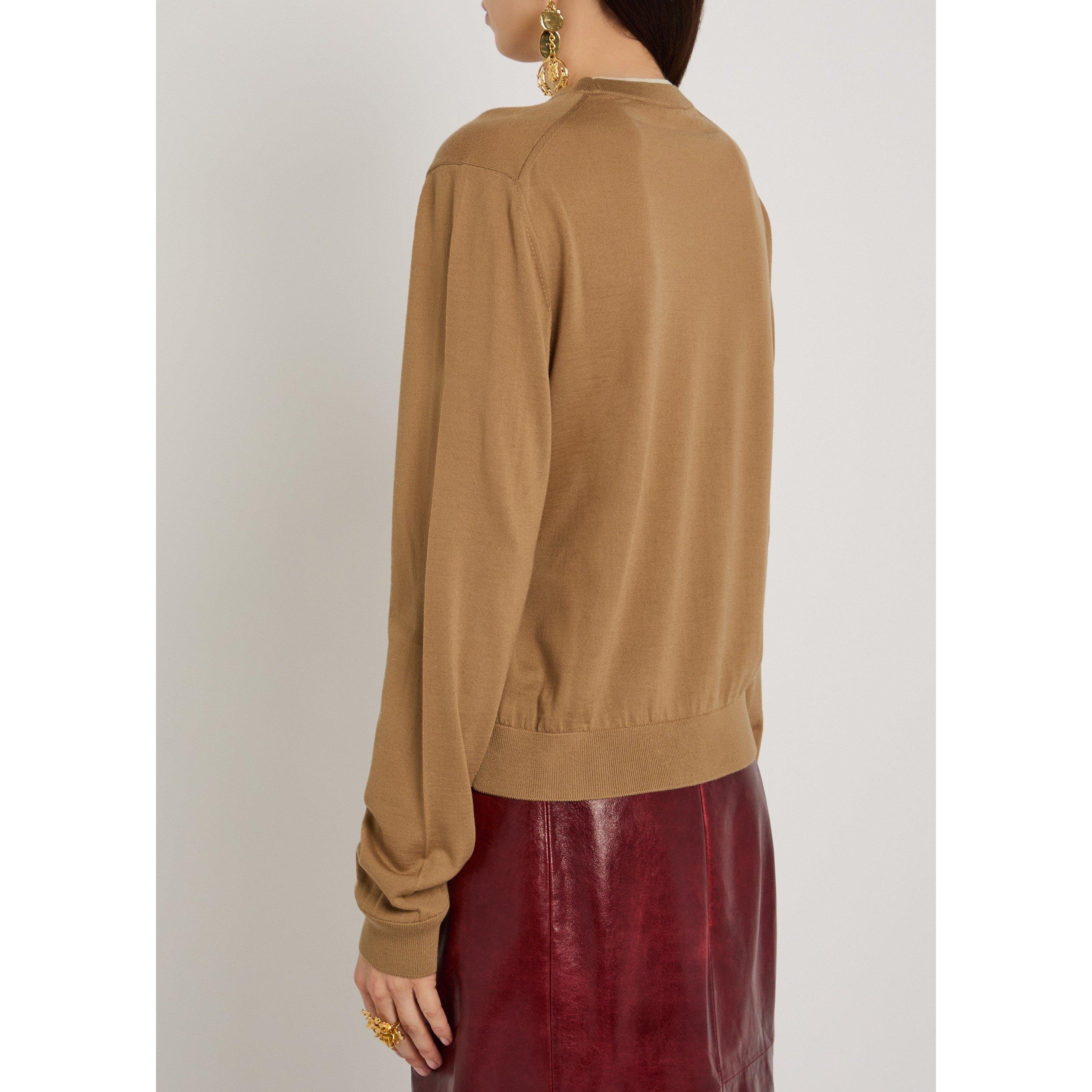 CAMEL - Versace - Women's Wool Slim-Fit Crew-Neck Jumper - 3