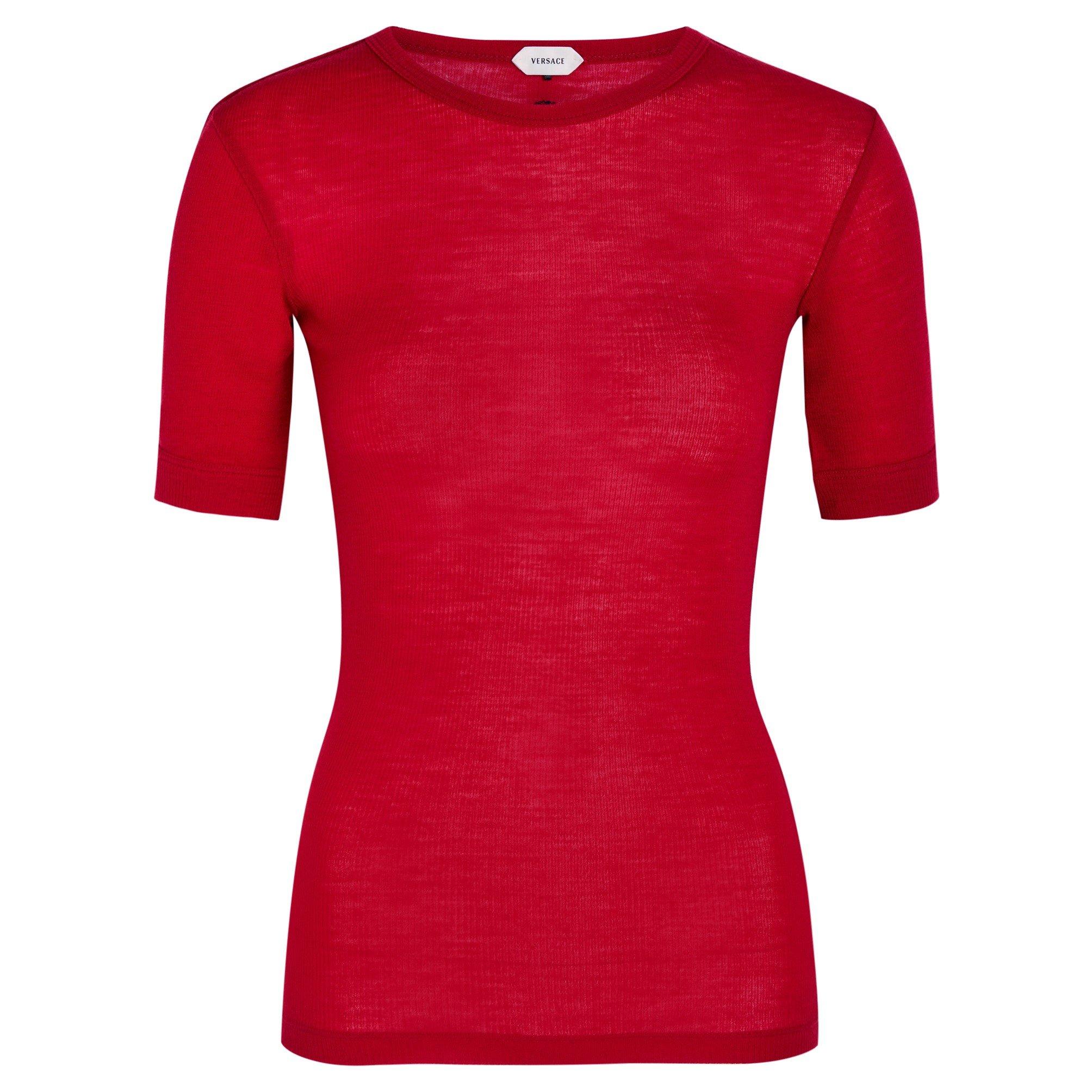 RED - Versace - T-SHIRT RIB WITH MEDUSA E