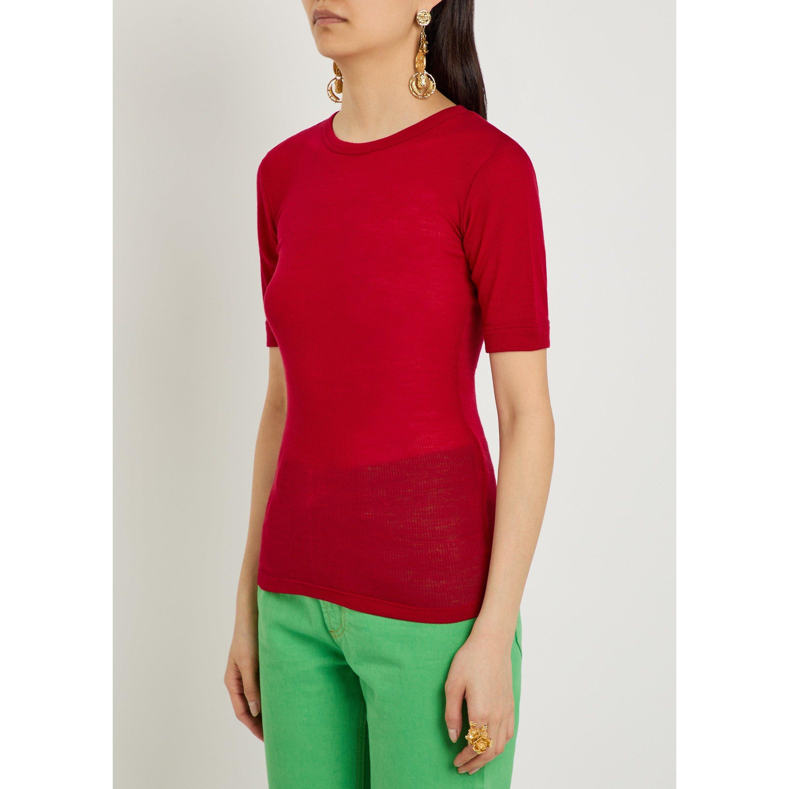 RED - Versace - T-SHIRT RIB WITH MEDUSA EMBROI - 2