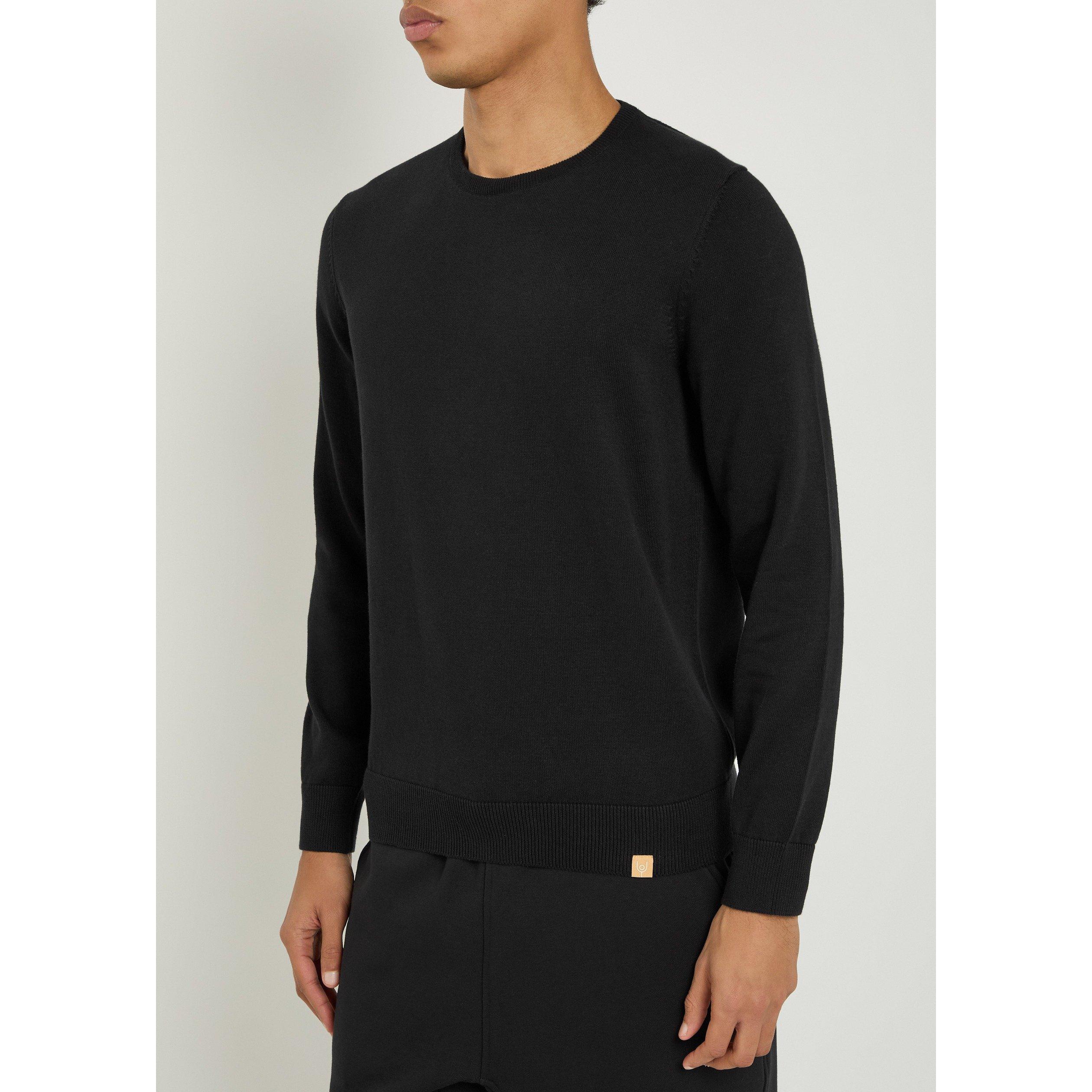 BLACK - Now You Live - Men's Croft Cotton Crew-Neck Jumper - 2