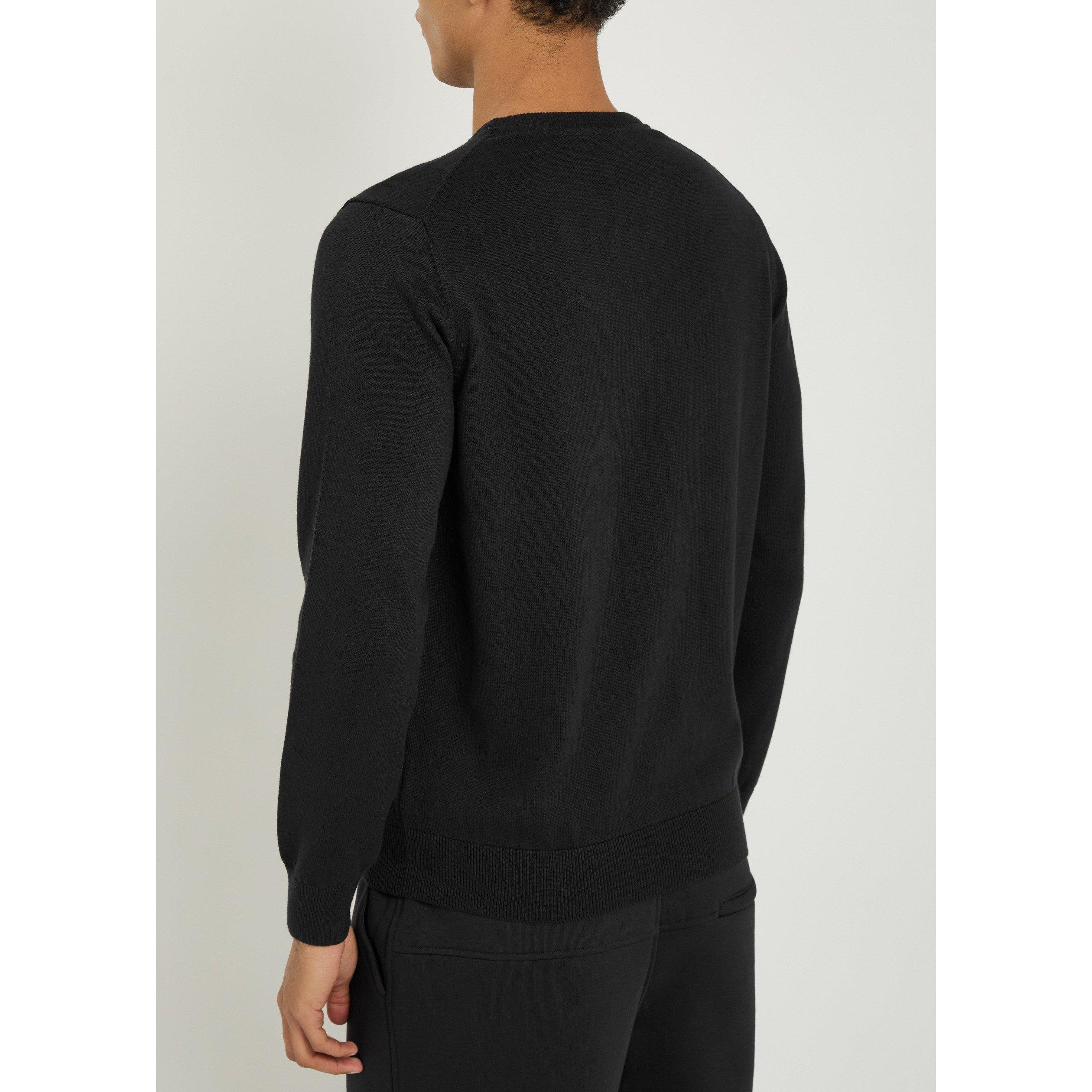 BLACK - Now You Live - Men's Croft Cotton Crew-Neck Jumper - 3