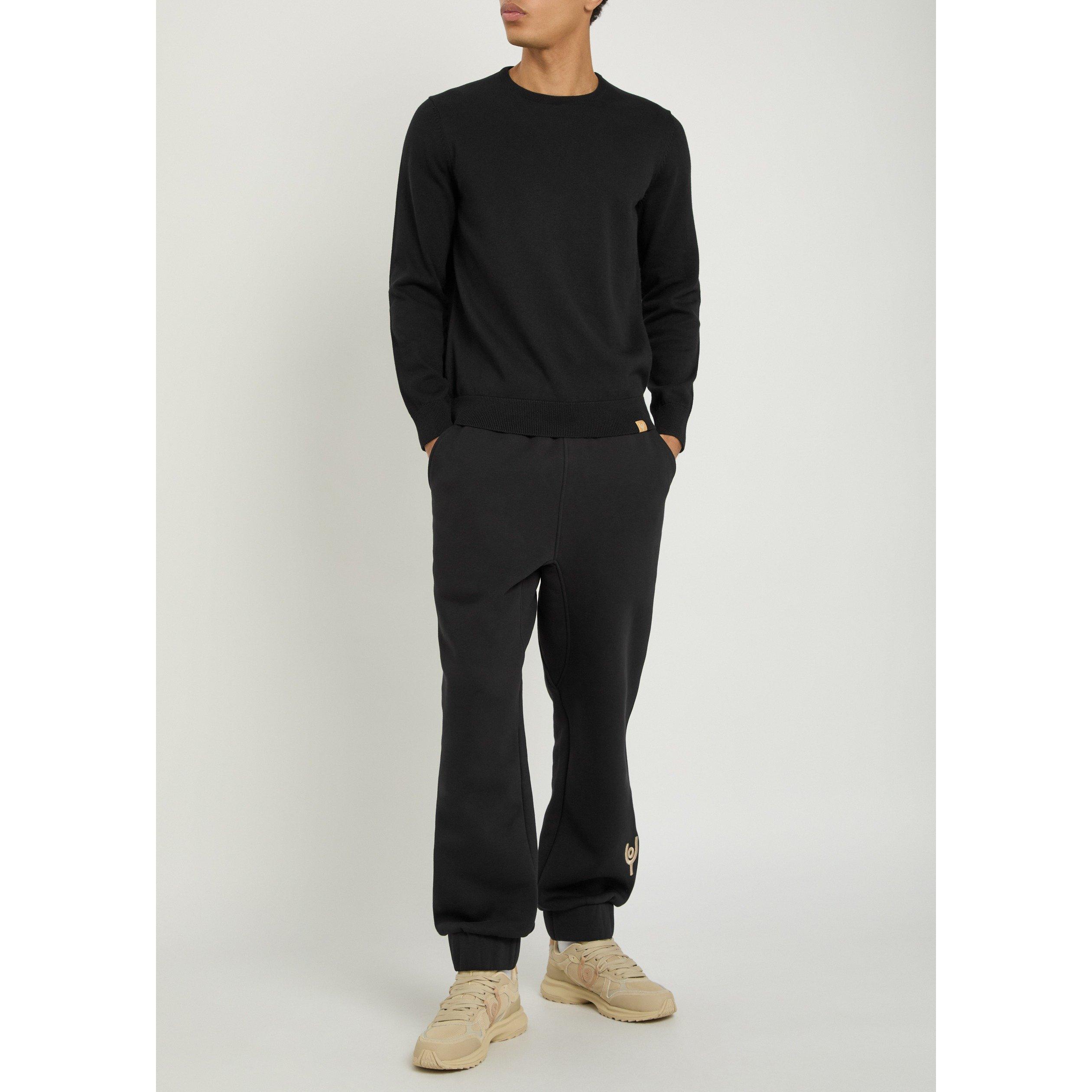 BLACK - Now You Live - Men's Croft Cotton Crew-Neck Jumper - 5
