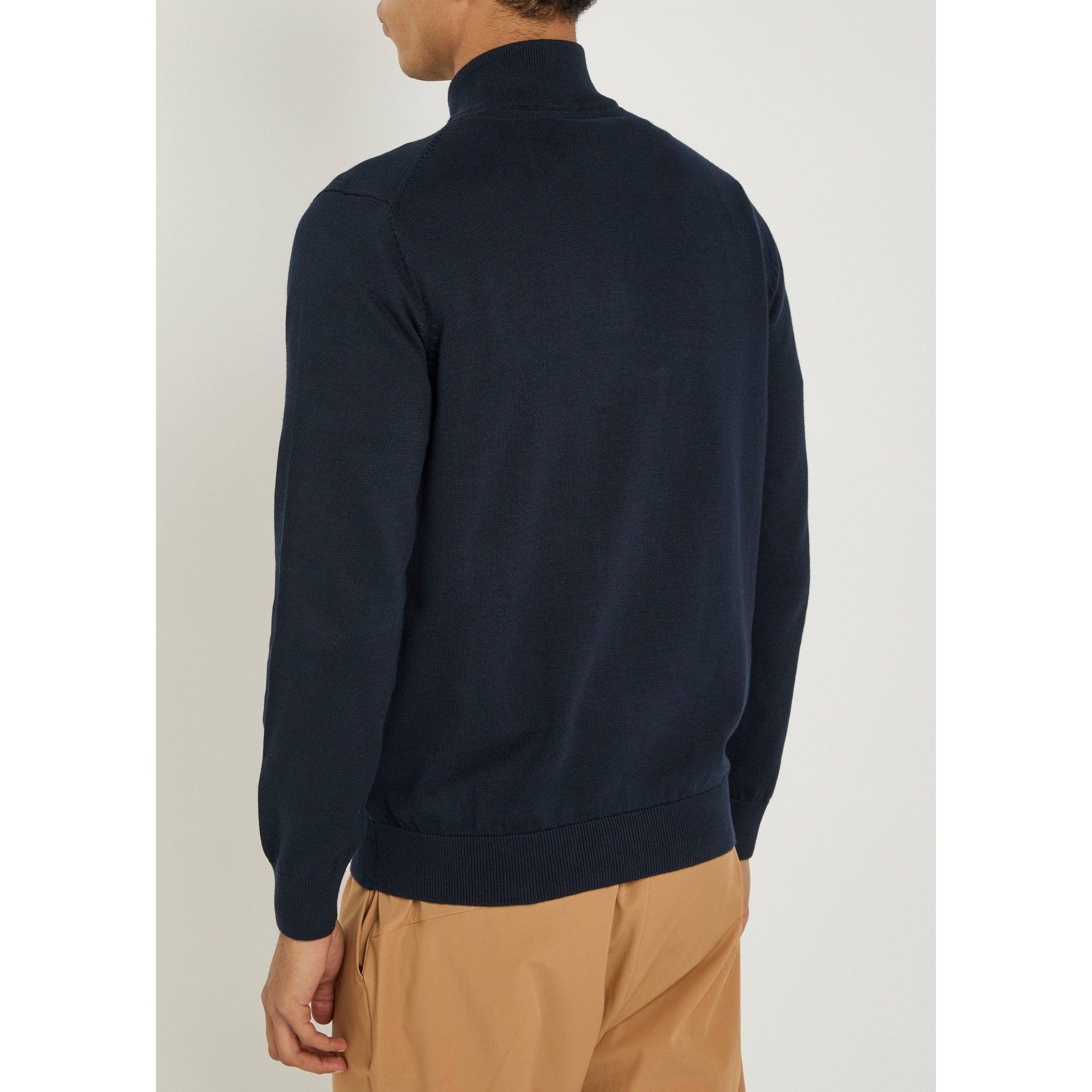 NAVY - Now You Live - Men's Woodhouse 1/4 Zip Cotton Slim-Fit Jumper - 3