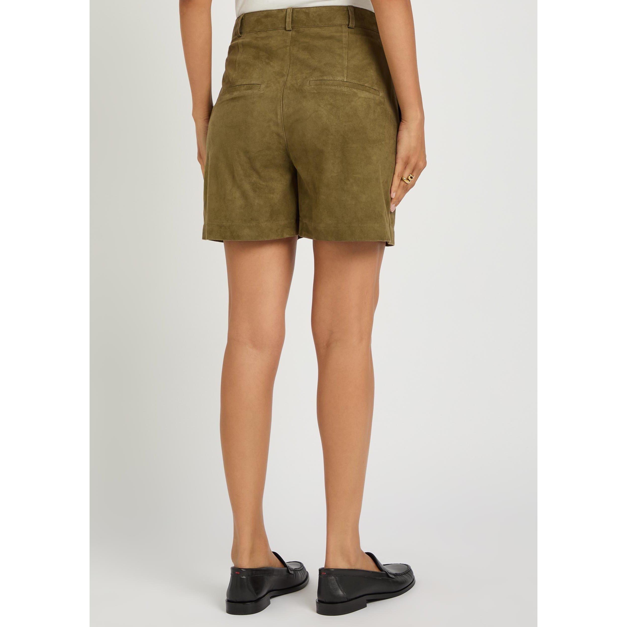 DARK GREEN - Arma - Women's Bobby Lamb Leather High-Waisted Wide-Leg Shorts - 3