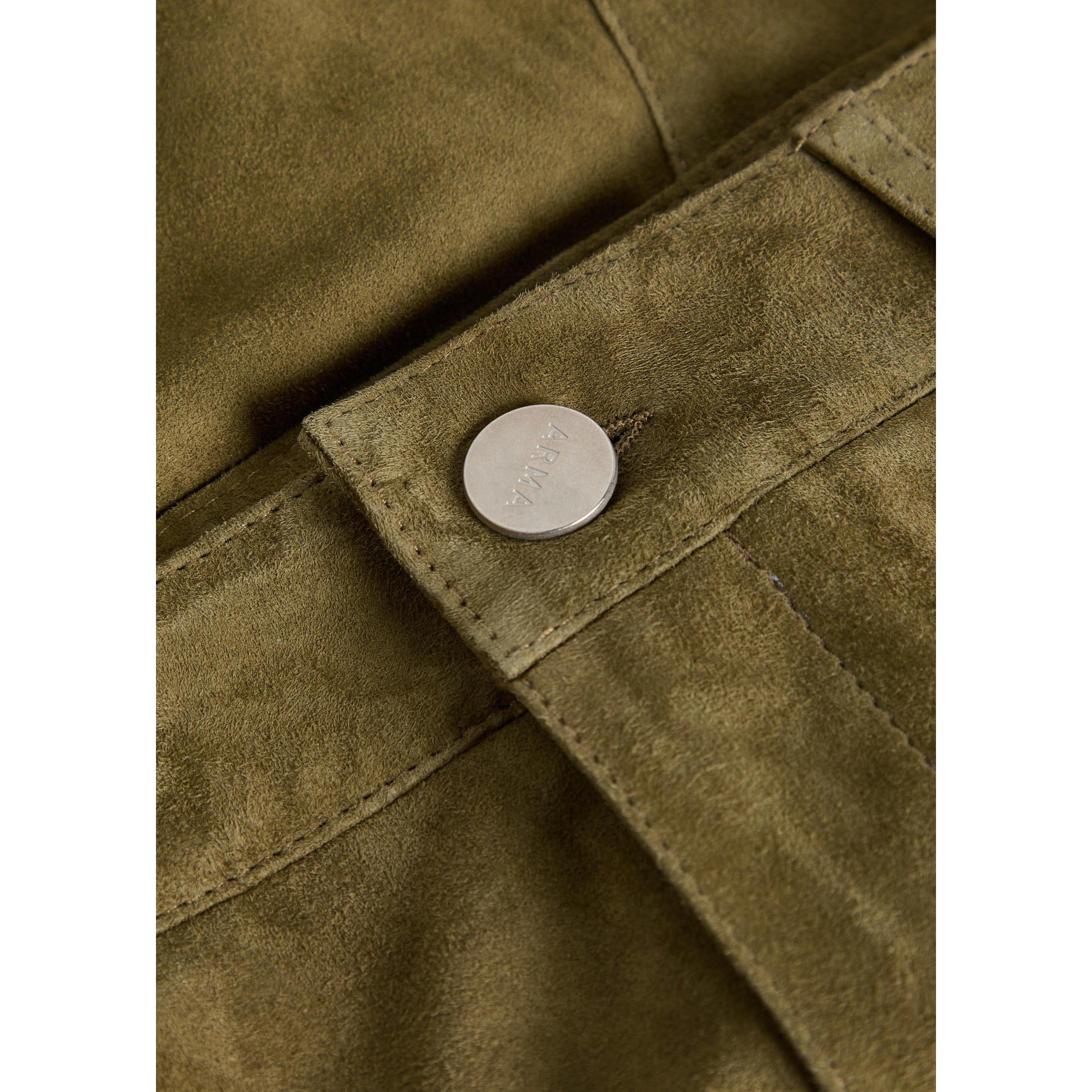 DARK GREEN - Arma - Women's Bobby Lamb Leather High-Waisted Wide-Leg Shorts - 4