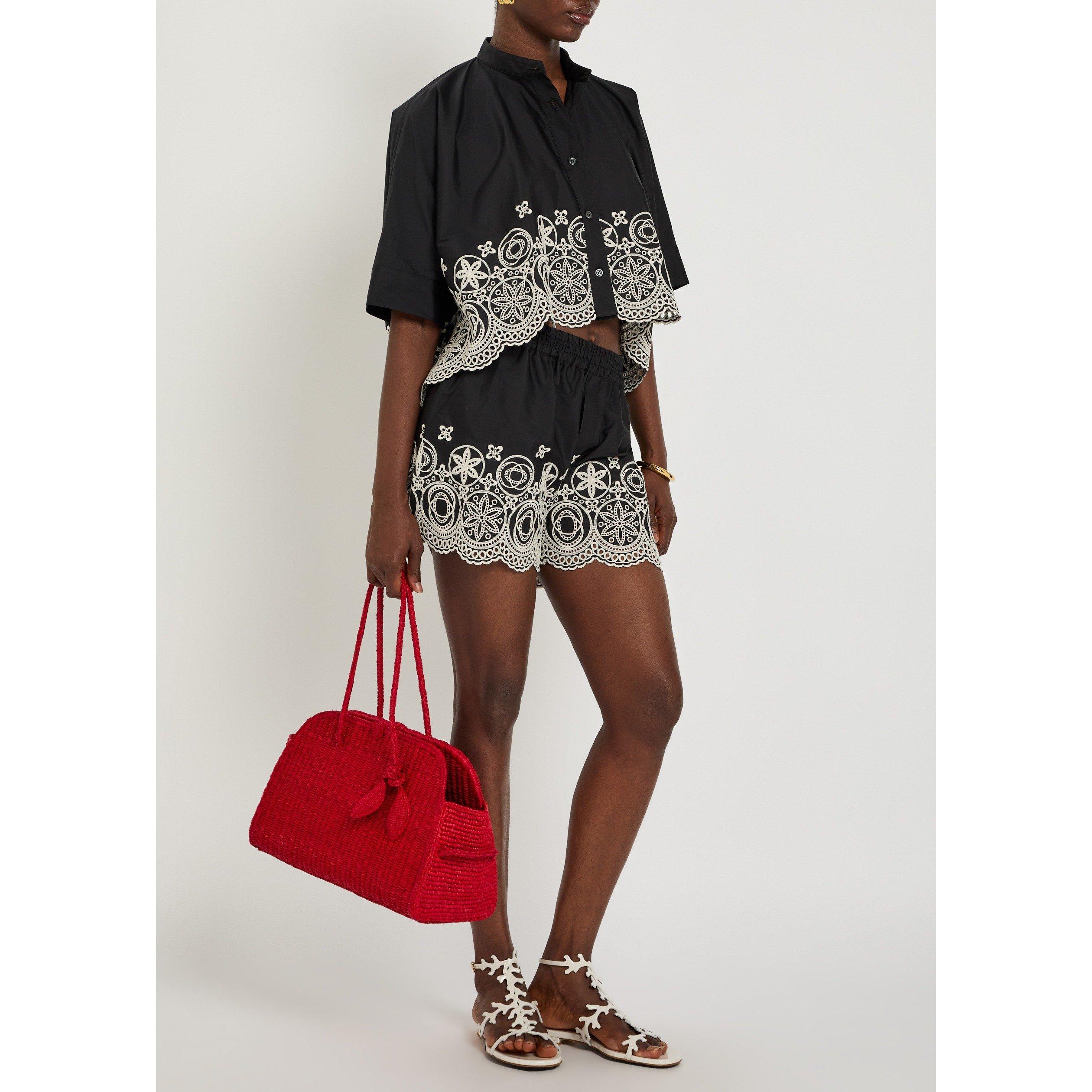 BLACK AND WHITE - La DoubleJ - S PULL-UP  EMBROIDERED SHORTS - 5