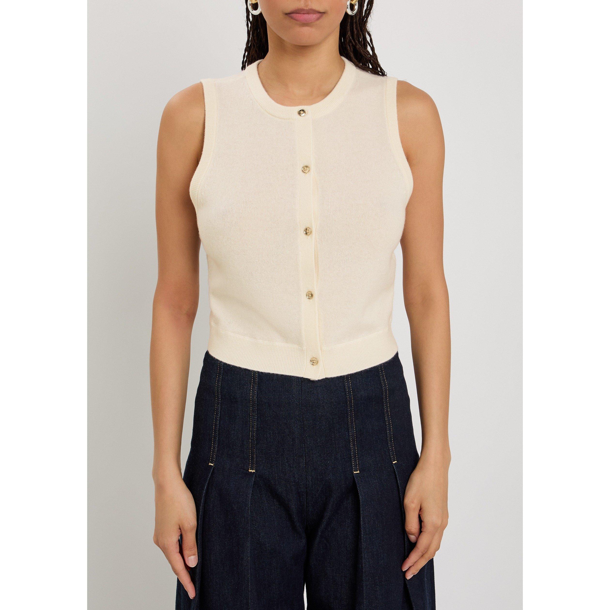 ECRU - Alice And Olivia - T Loly Button Front Vest - 2