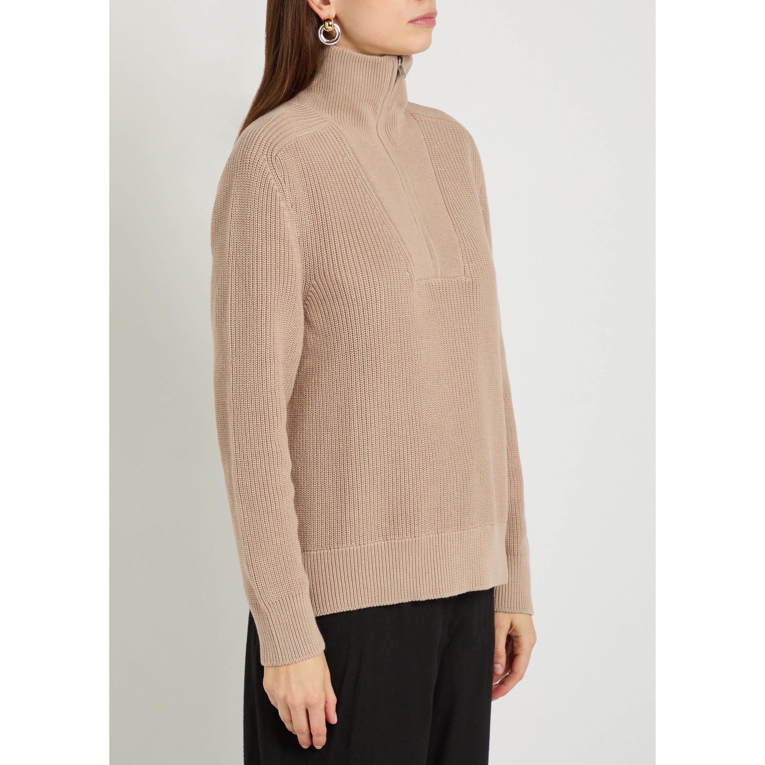 BEIGE - Now You Live - Women's Welland 1/4-Zip Cotton Jumper - 2