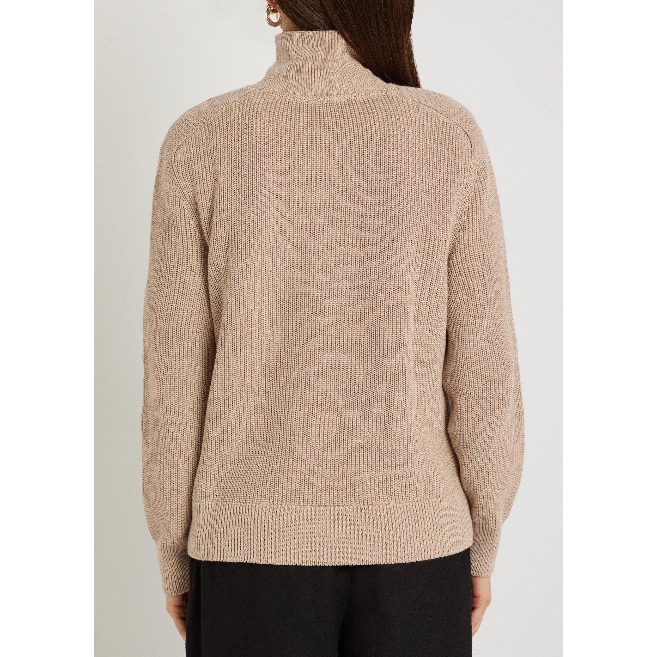 BEIGE - Now You Live - Women's Welland 1/4-Zip Cotton Jumper - 3