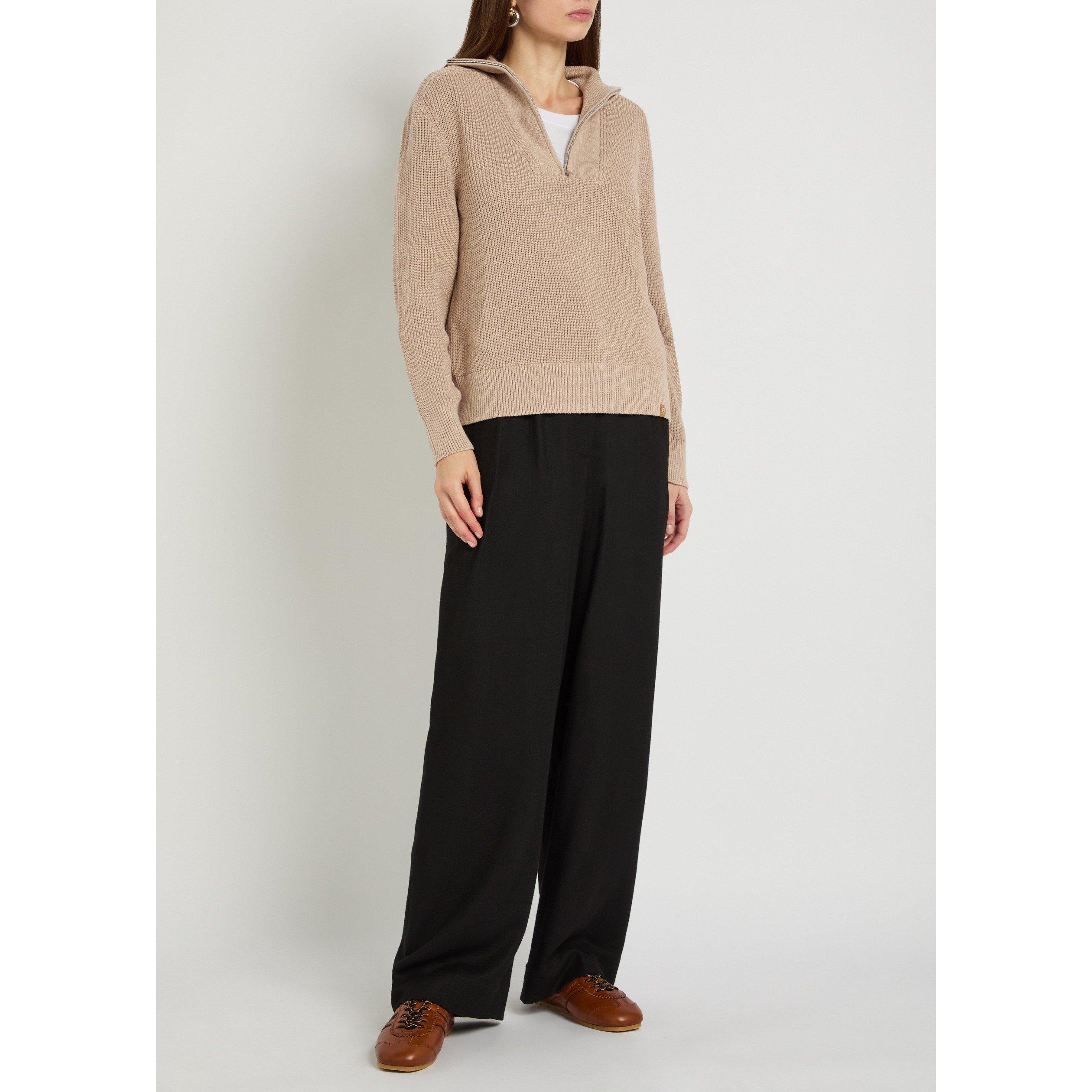 BEIGE - Now You Live - Women's Welland 1/4-Zip Cotton Jumper - 5