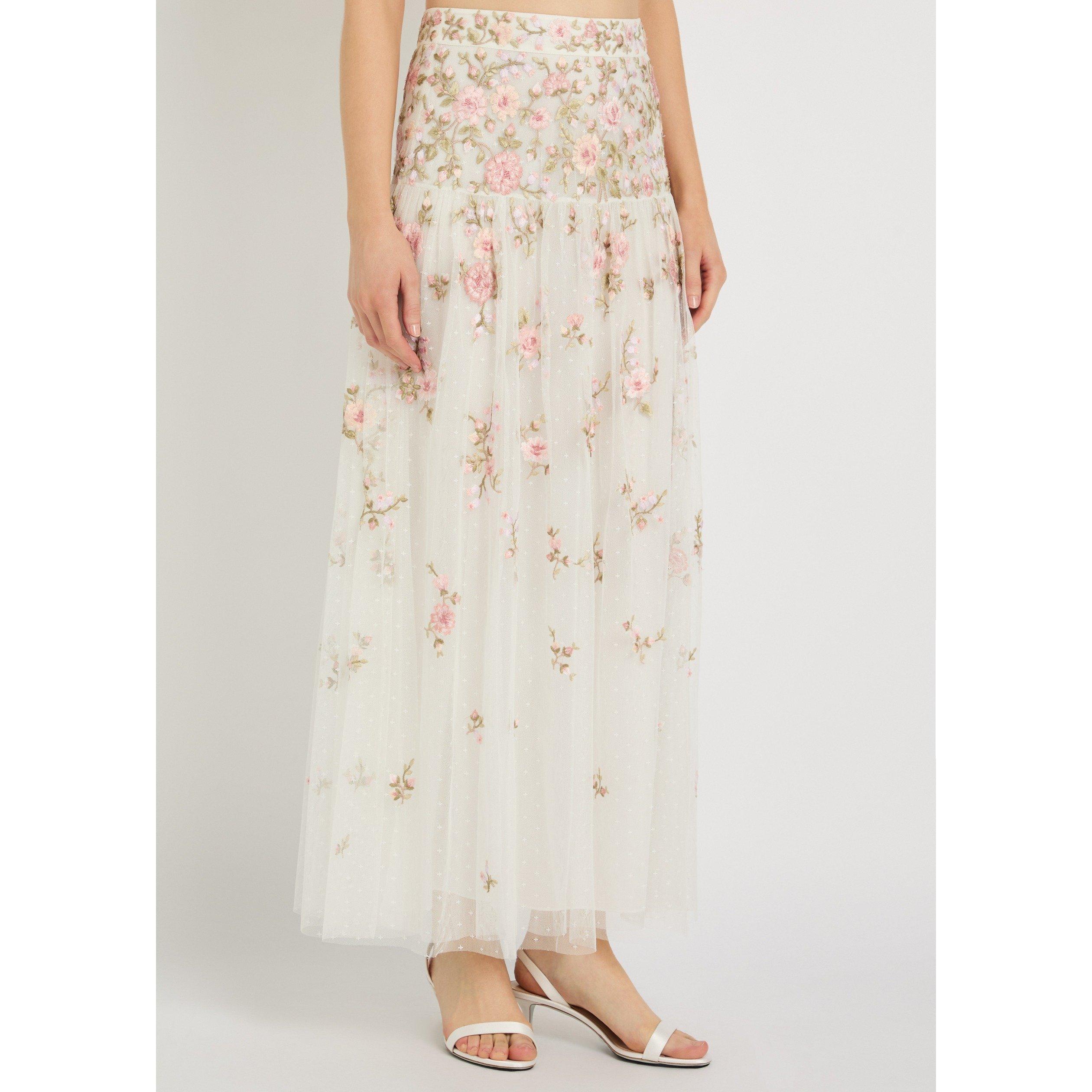 WHITE AND OTHER - Needle and Thread - Women's Eden Rose Embroidered Tulle Skirt - 2